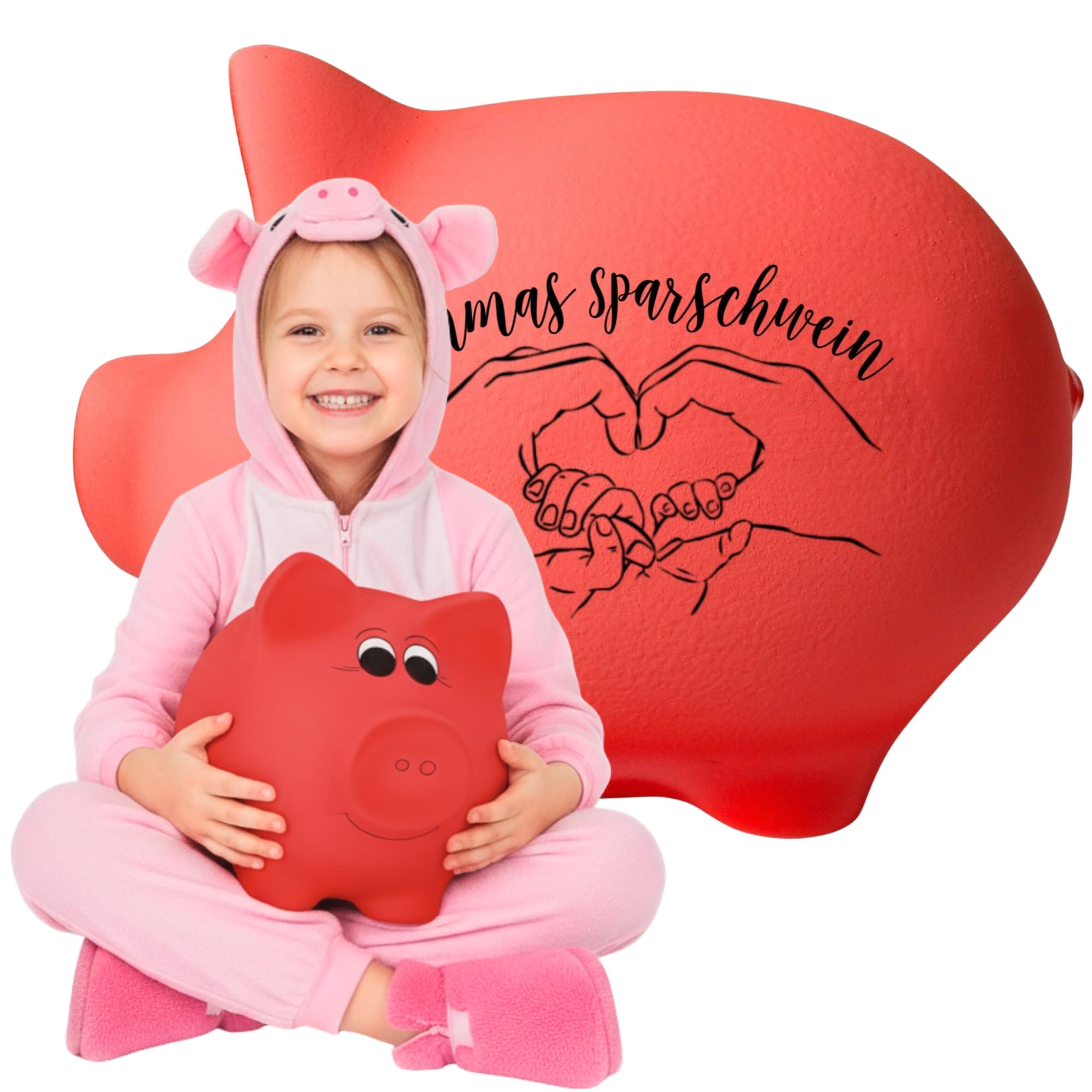Personalisierte Sparschwein mit Namen XXL aus Keramik ohne Öffnung, zum Zerbrechen – Handgemachte Sparbüchse, Geldbox & Münzdose Individuelle Geschenkidee Geldgeschenk für Kinder, Hochzeit, Geburtstag