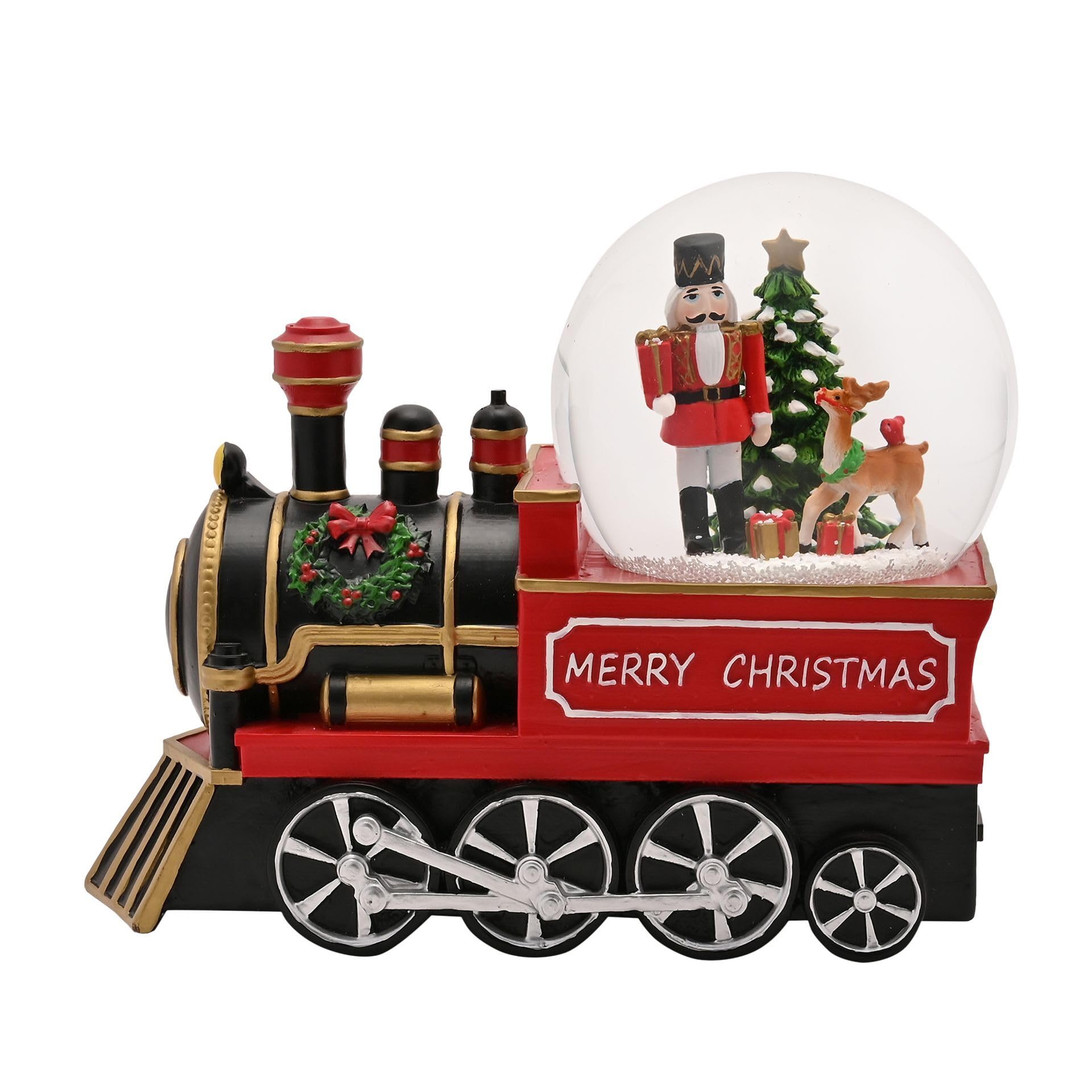 The Seasonal Gift Co - Steam Train Snow Globe - Illuminated Decorative Ornament - Whimsical Christmas Home Decor & Homeware Gifting Present for Xmas, Festive Season & Noel.