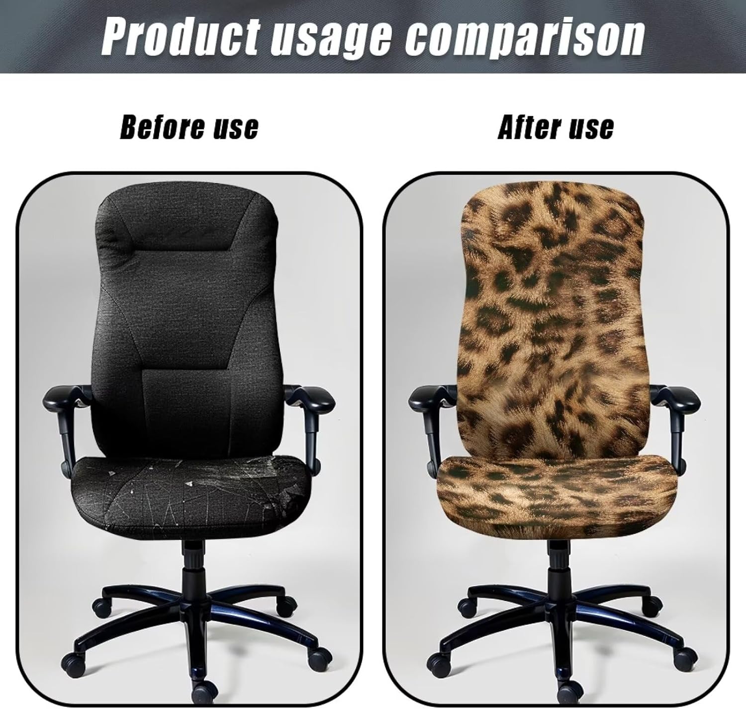 Computer Chair Cover Comfortable Office Chair Slipcover Stretch Desk Rotating Chair Slipcovers Washable Furniture Protector Covers for Home Decor, S, Leopard Print