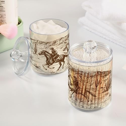 Vista 30 de Paquete de 2 recipientes de almacenamiento de mármol turquesa para baño, juego de tarros de boticario de plástico acrílico, organizador