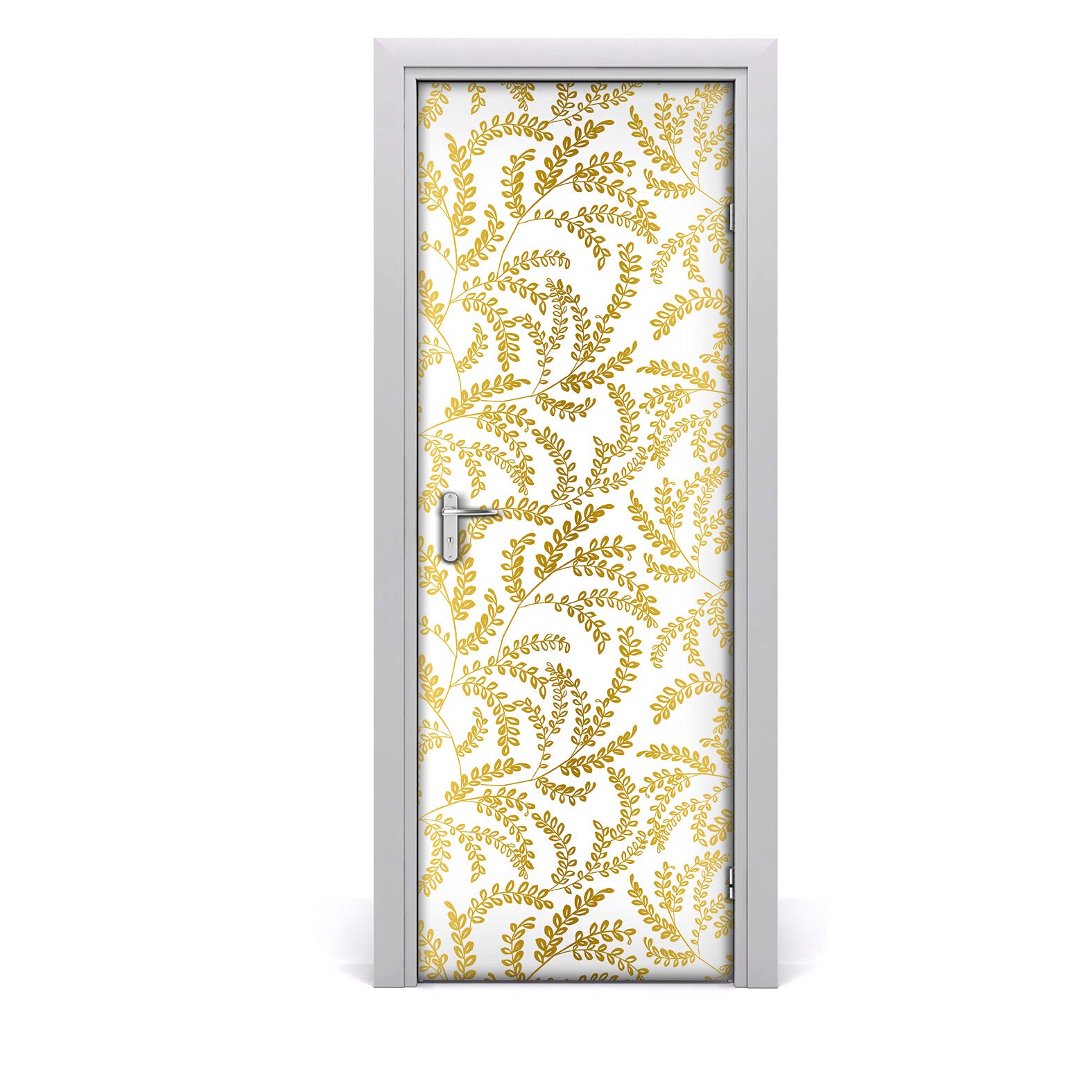 Papier peint sur la porte mural pour salon et chambre déco feuilles d'or 85x200