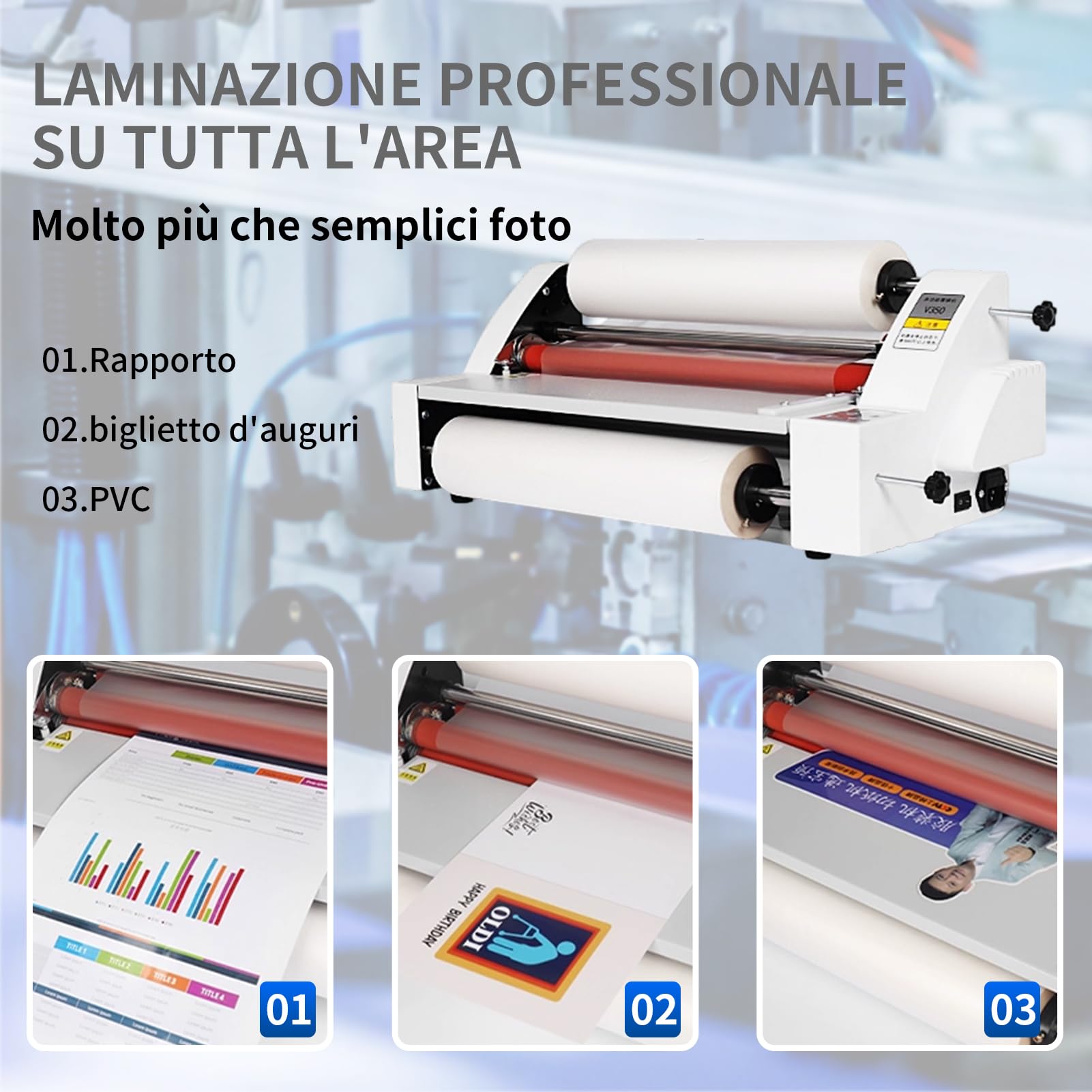 Plastificatrice Multifunzione a3 Professionale – Fredda e Caldo Fronte/Retro – velocità 1,1 m/min – Spessore fino a 5mm – Larghezza 460mm per Poster, Foto e Documenti