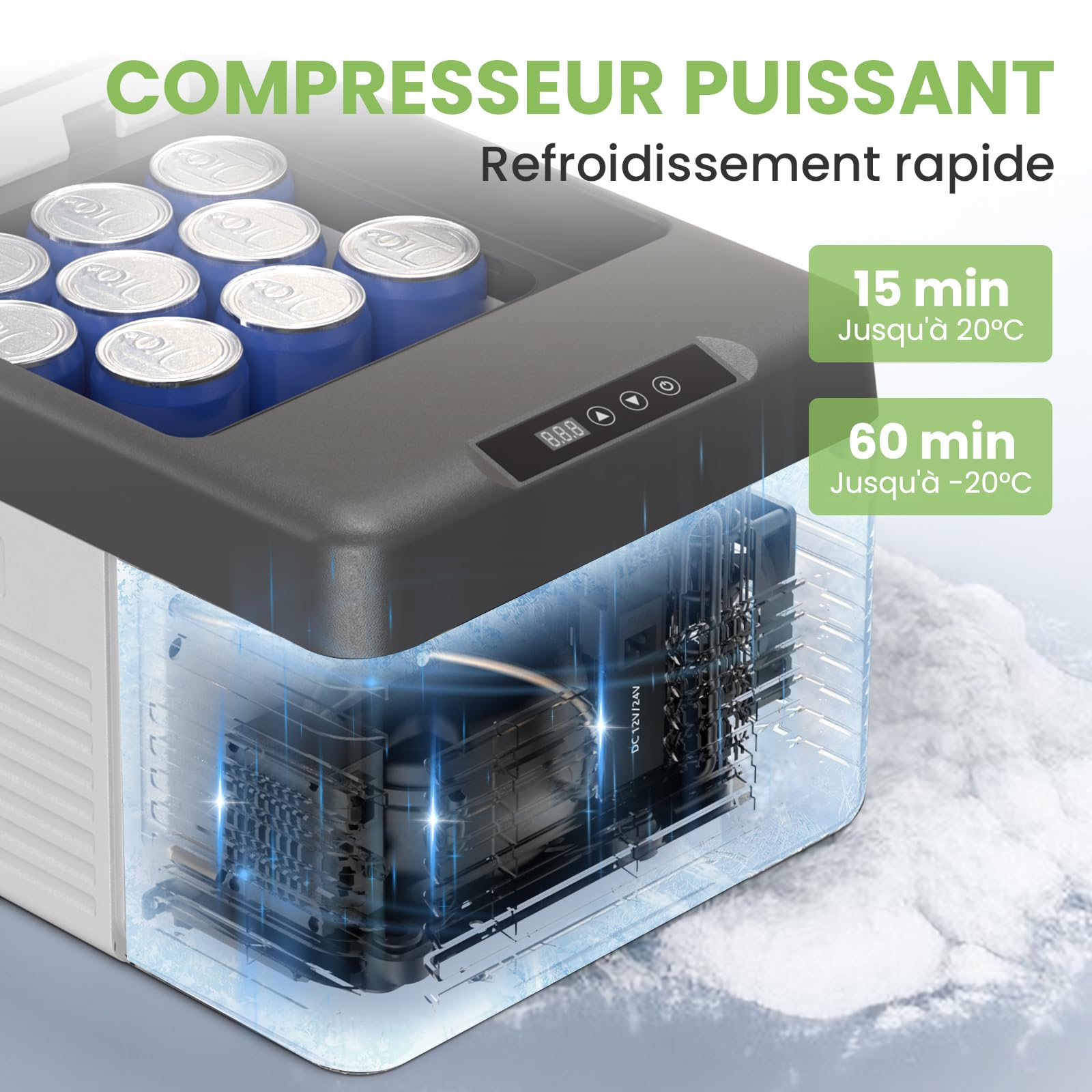 Alpicool CL9 Réfrigérateur de Voiture 9L, Portable Glacière à Compression Neuve 2026, 12V/24V Réfrigérateur Frigo Voiture pour Camion, Camping, RV, Voyage en Voiture, Pique-Nique, -20℃-20℃