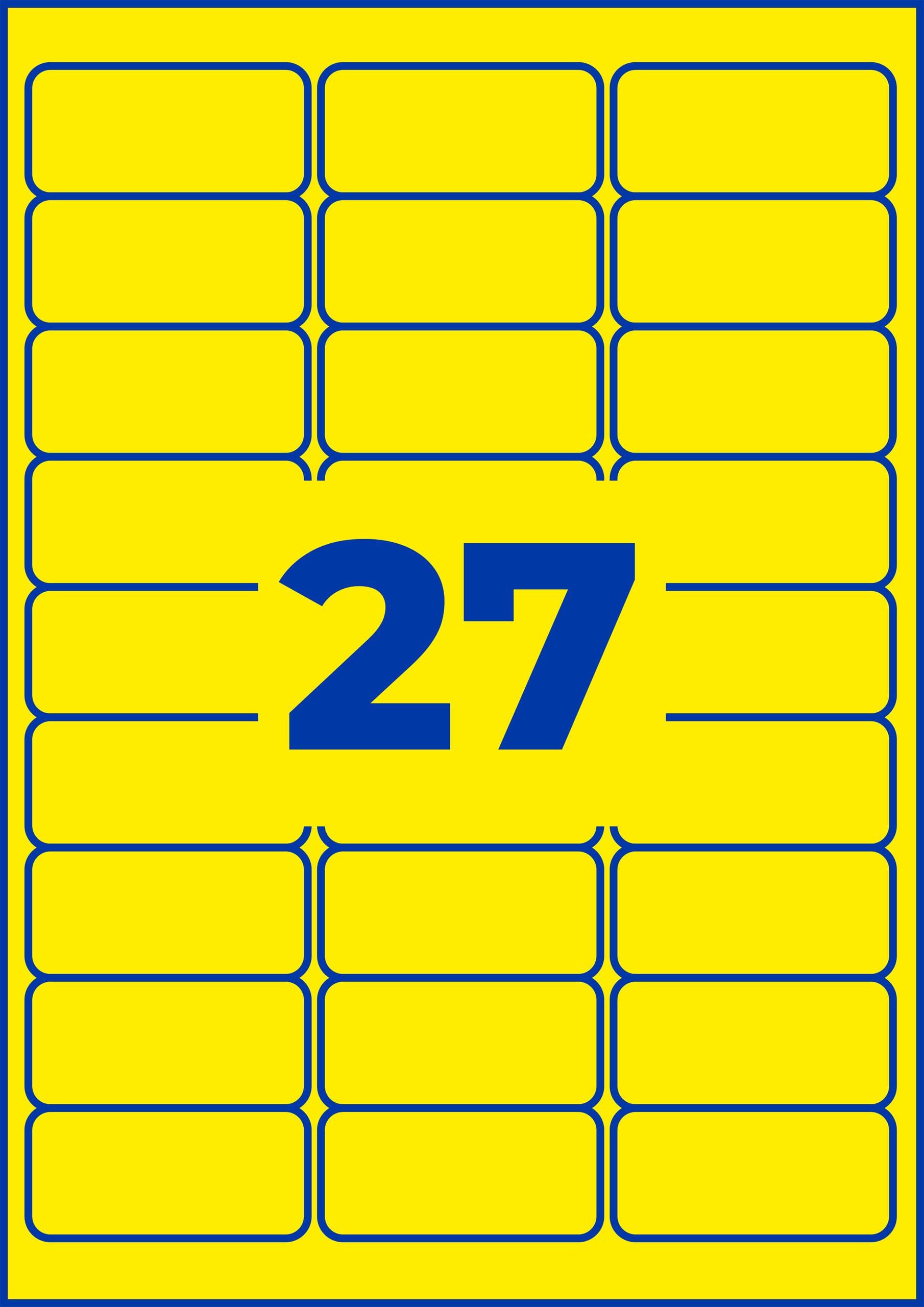AVERY Zweckform L6105-20 Wetterfeste Folienetiketten (540 Signalaufkleber, 63,5x29,6mm auf A4, extrem stark selbstklebend, wasserfest, strapazierfähig, bedruckbare Outdoor Klebefolie) 20 Blatt, gelb