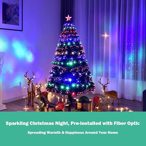 Miniatura 2 de Árbol artificial de Navidad de fibra óptica preiluminado, 180 luces LED, decoración de interiores, fácil instalación y almacenamientosoporte de