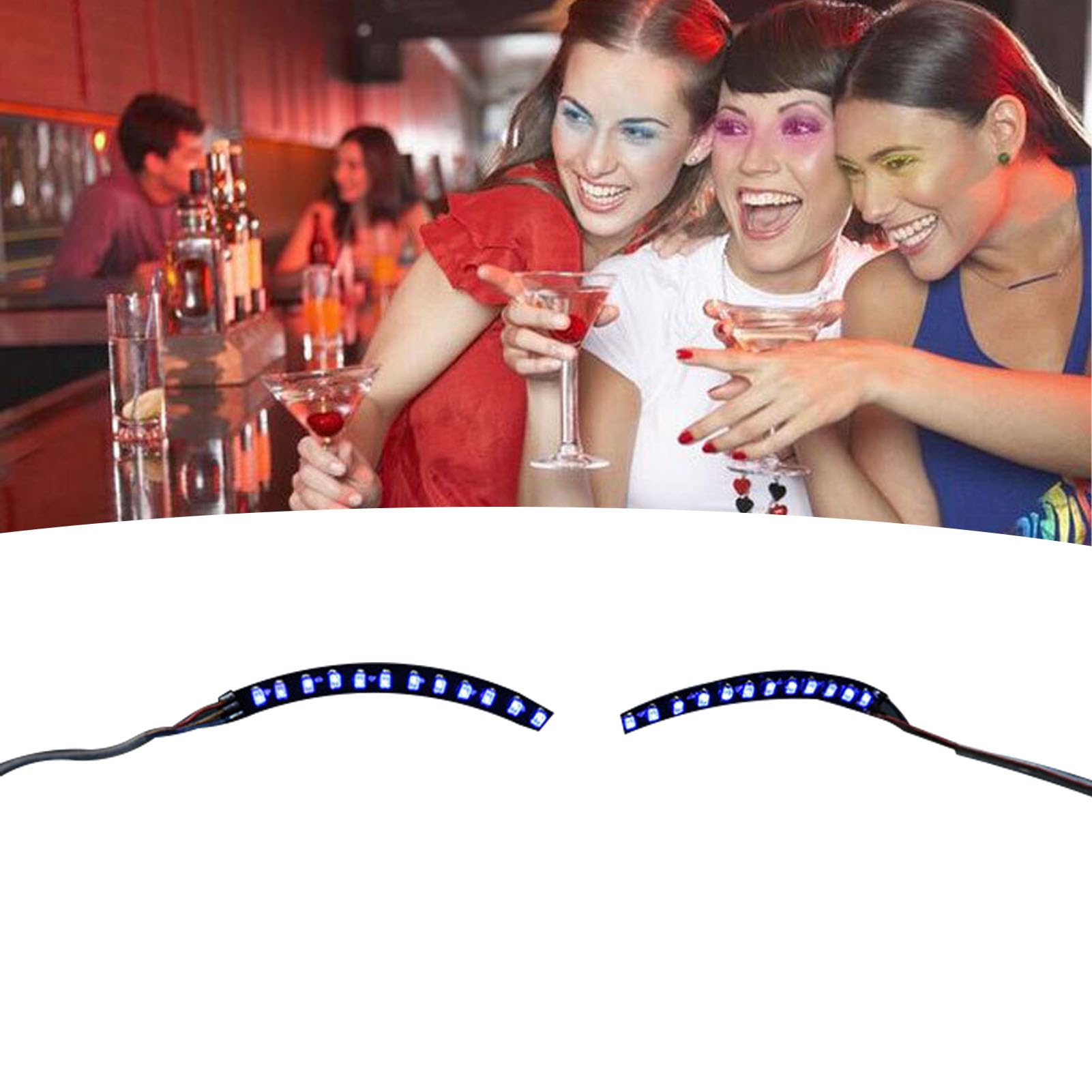 False Eyelashes Light LED Light-Up False Lashes, Lightweight Luminous Eyelashes for Parties & Bars, Blue Glow Eyelashes - Image 4