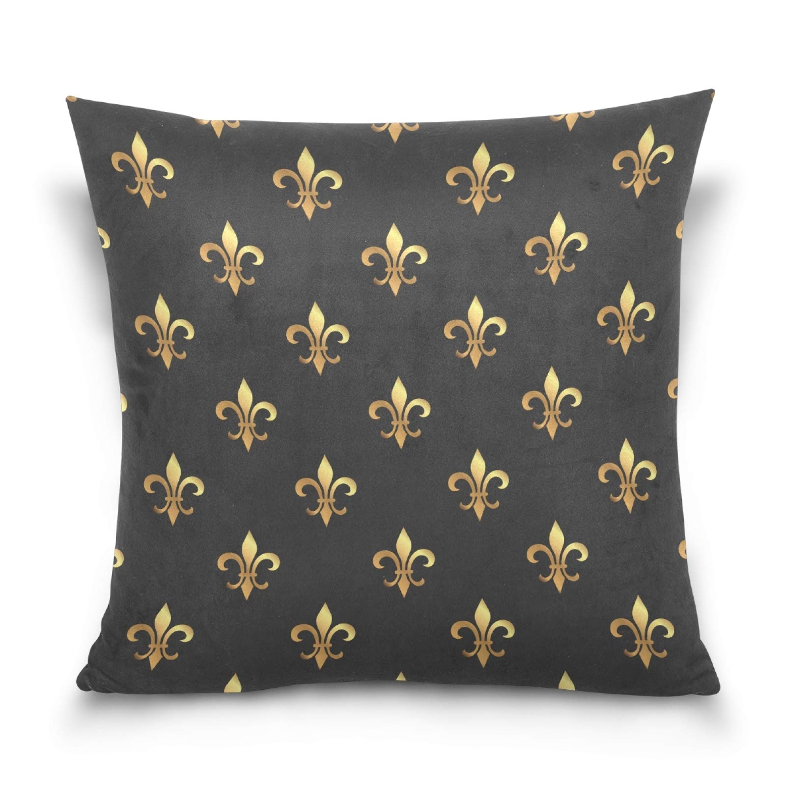 Lot De 2 Housses De Coussin 40x40 Cm - Motif Lys Bleu Marine - Tissu Doux, Fermeture éclair Invisible - Déco Salon, Chambre - 7