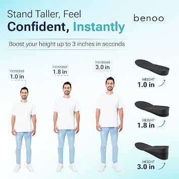 Height Increase Insoles for Mens Shoes (2.5 to 7.5 cm Boost) Adjustable 3 Layer Height Booster Inserts to Make You Instantly Taller, Heel Lifts (Mens 9-11.5)