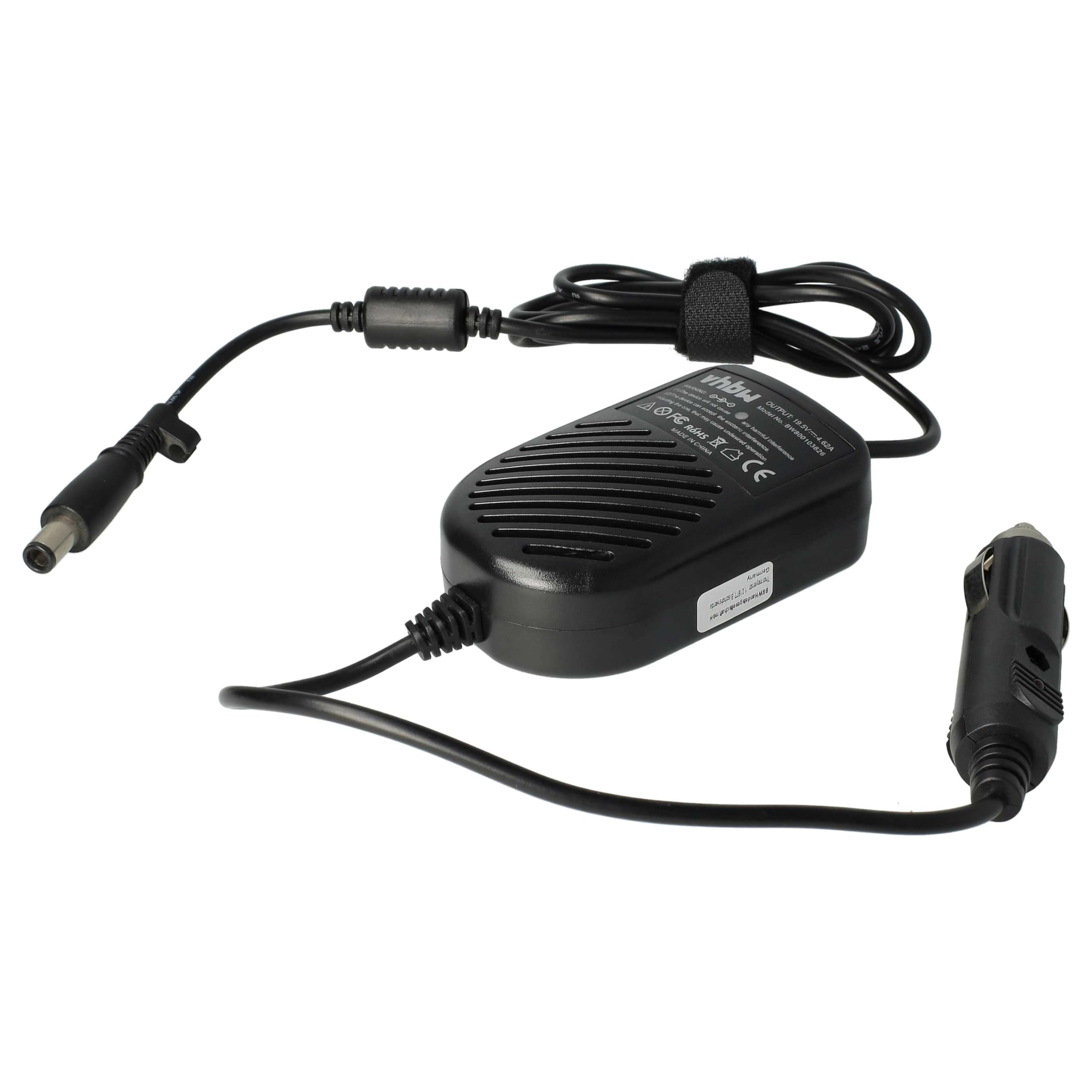 vhbw caricabatteria da auto compatibile con Dell Vostro 3450, 3550, 3000, 3300, 3400, 3500, 2510, 3700 notebook - Caricatore da 12V nero 4.62 A