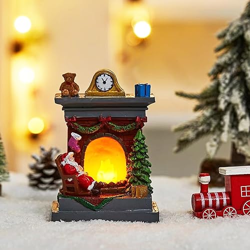 Miniatura 8 de Decoración de Navidad con luz nocturna de Papá Noel para chimenea, decoración de Papá Noel para árboles, escritorios y estantes para fiesta de