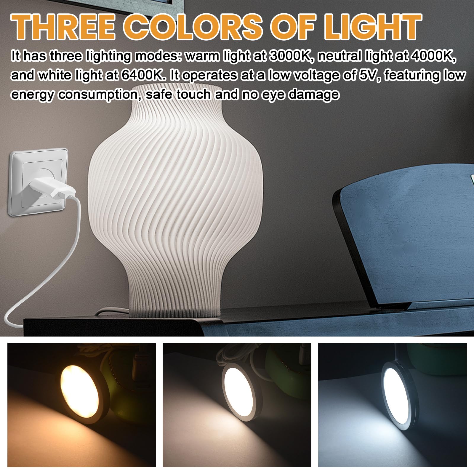 Zestaw 4 lamp LED do drukarki 3D do Bambu Lab A1/A1mini/P1S/P1P/X1C, 2 W Bambuolab 3D, akcesoria do drukarki 3D, zestaw "zrób to sam", lampka nocna, modele druku 3D, akcesoria z adapterem USB
