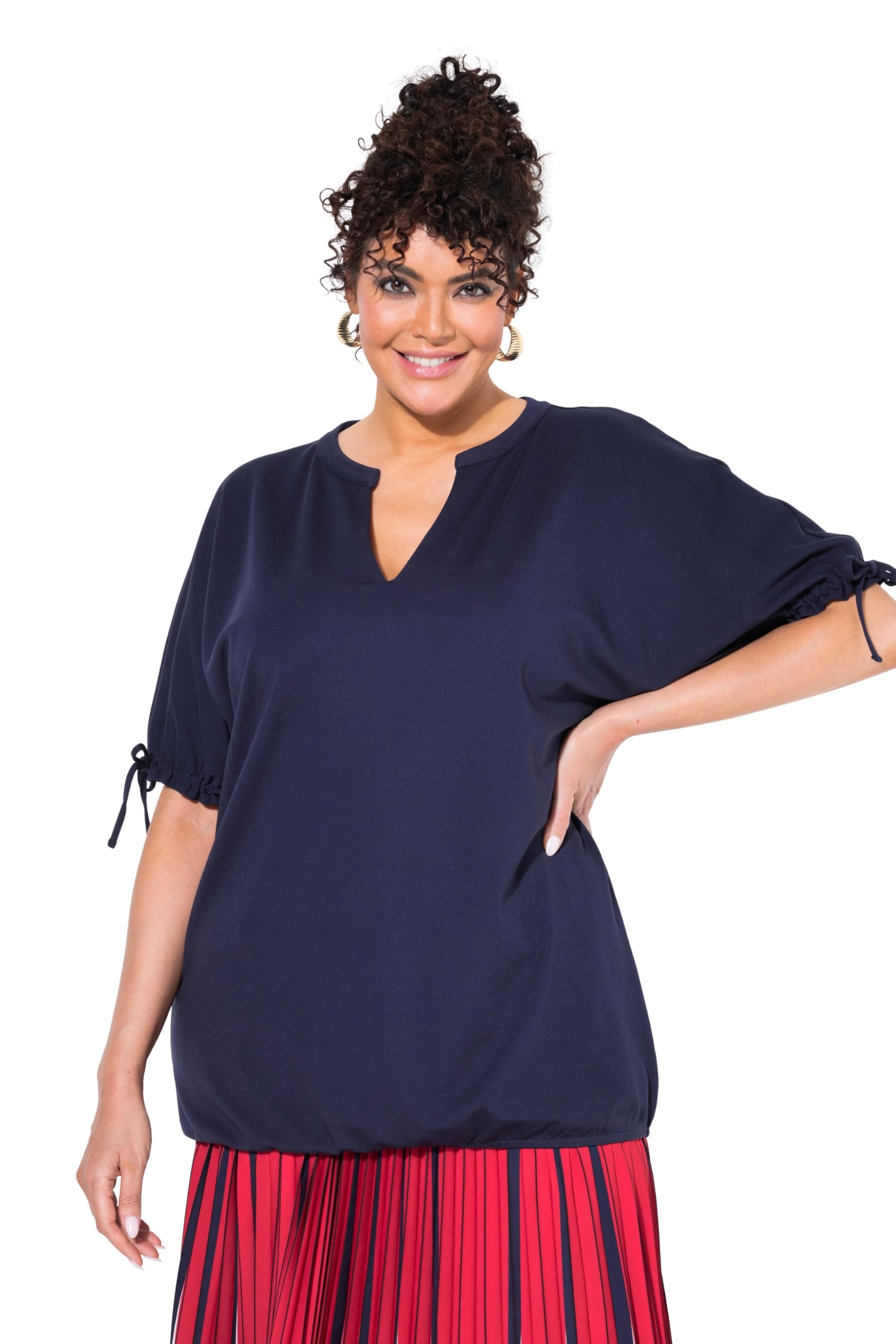 Ulla Popken Damen große Größen Übergrößen Plus Size Sweatshirt, Oversized, Tunika-Ausschnitt, Halbarm 839878