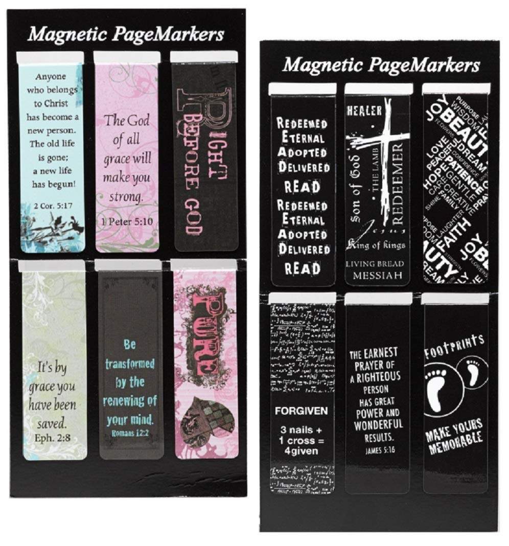 Zestaw 12 inspirujących magnetycznych zakładek, do biblii, książki, planera i dziennika, autorstwa Christian Art Gifts