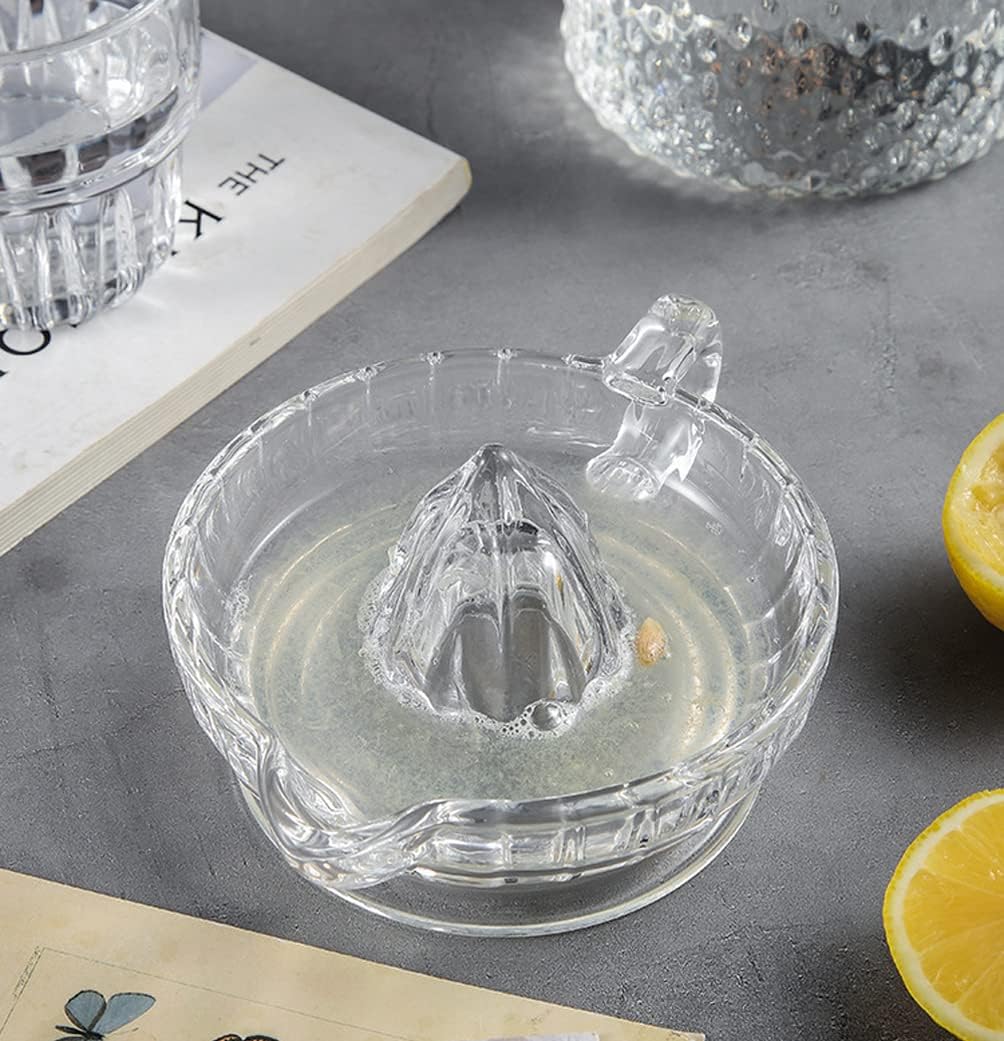 Citrus Juicer with Handle and Pour Spout, Glass Manual Juicer
