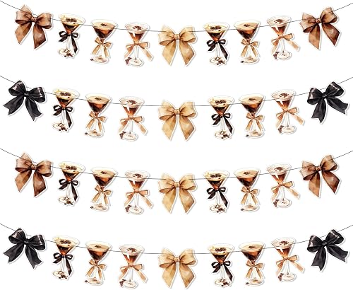 4uds Guirnalda de Pancartas para Fiesta Martini con Lazo, Guirnalda Lazos Copas 
