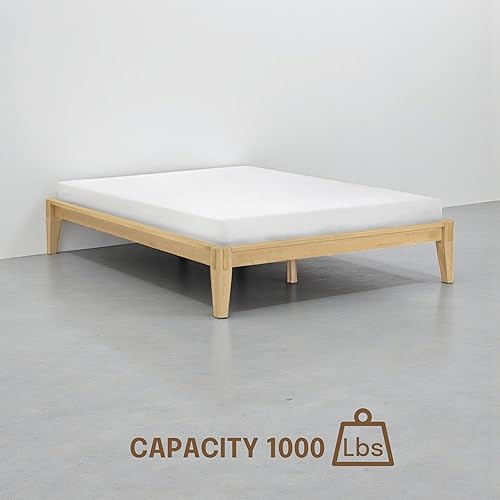 Miniatura 7 de NTC Sapa - Marco de cama con plataforma de madera maciza, minimalista, carpintería japonesa, no necesita somier, listones silenciosos, fácil