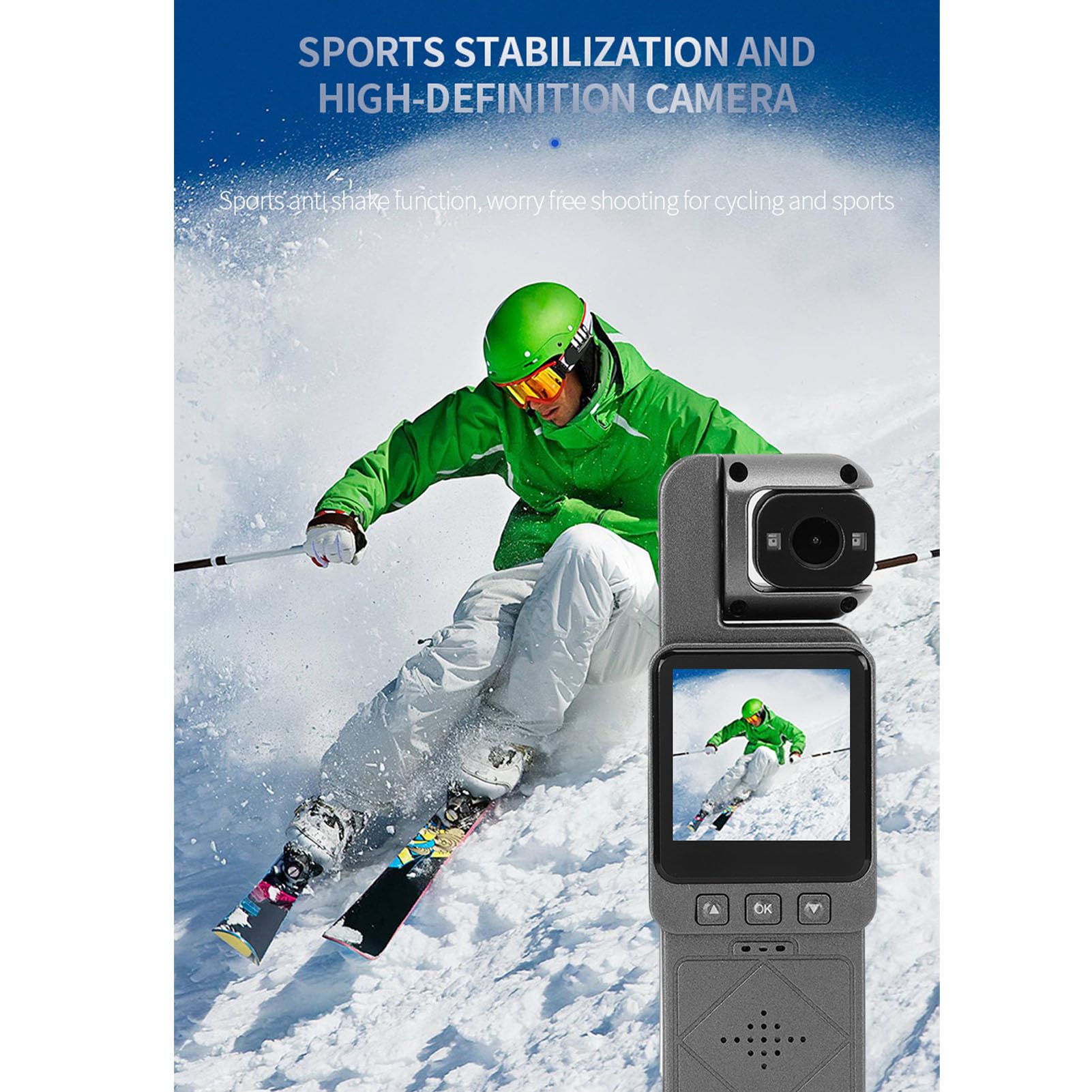 Action Camera, Videocamera Tascabile per Ciclismo Videoregistratore per Ciclismo Azione Sportiva Equitazione Motion Cam Dispositivo di Registrazione Vlog HD Portatile (64G)