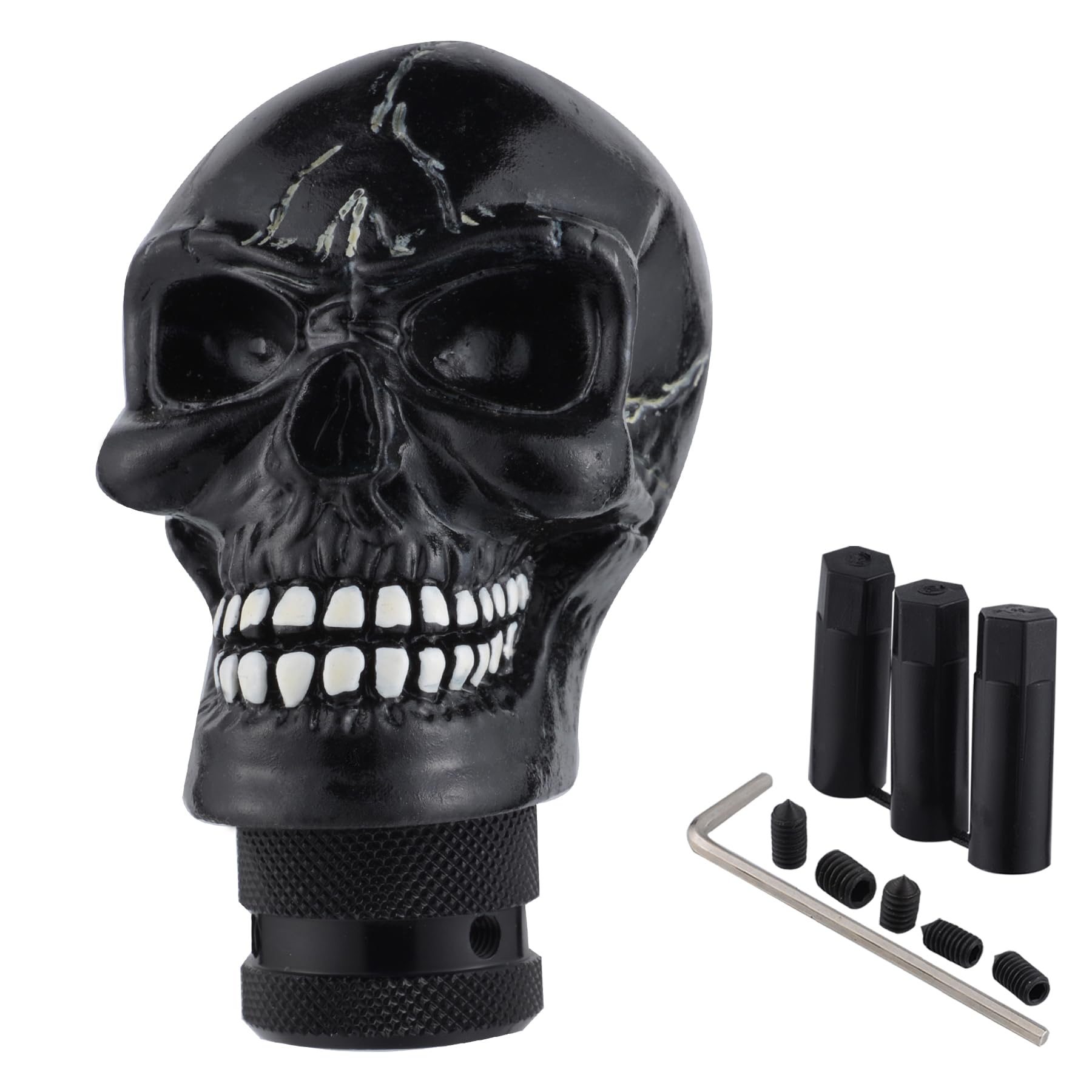 Padaodao Skull Gear Knob Shifter Knob Lever Handle Devil Shift Grip Head Automotive Accessories fit Most Manual Automatic Truck SUV Cars, Black