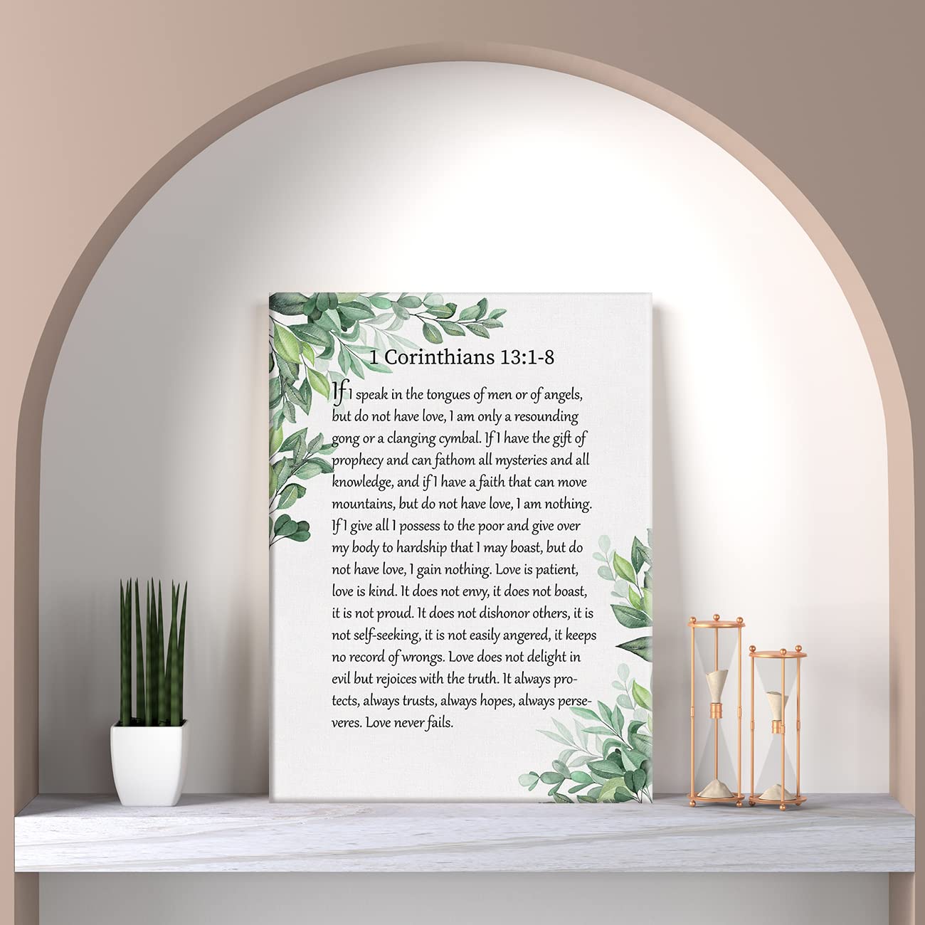1 Corinthians 13:1-8 Bible Verse Canvas Home Wall Art Decor Scripture Painting 12x15 Christian Poster Framed Ready to Hang Gift 4