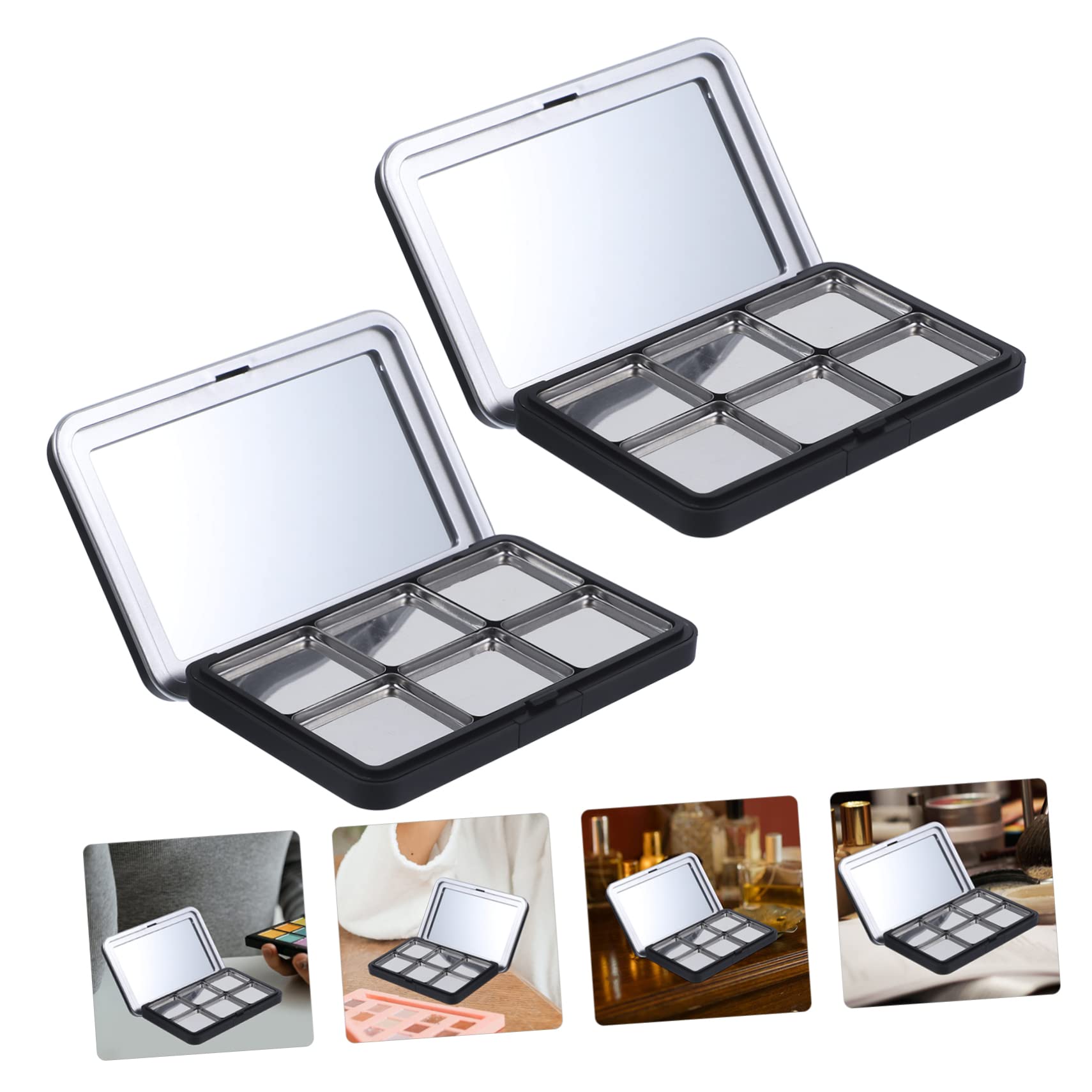 ORFOFE Set 2 Palette Vuote per Ombretti e Fard, Contenitore As Leggero, Riutilizzabile, per Fai da Te e Esposizione Cosmetici