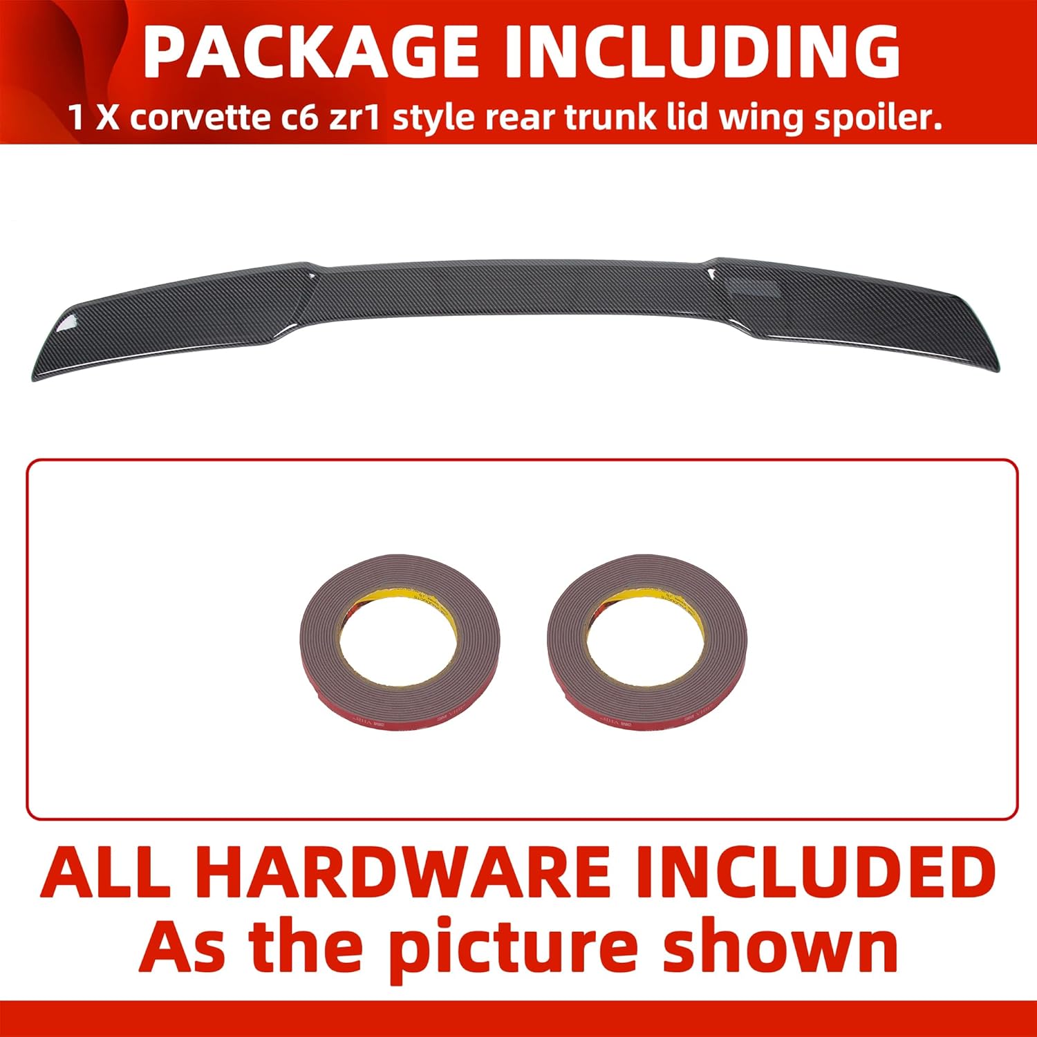 ECOTRIC Rear Trunk Lid Wing Spoiler Compatible with 2005-2013 Chevy Chevrolet Corvette C6 ZR1 Carbon Fiber Painted