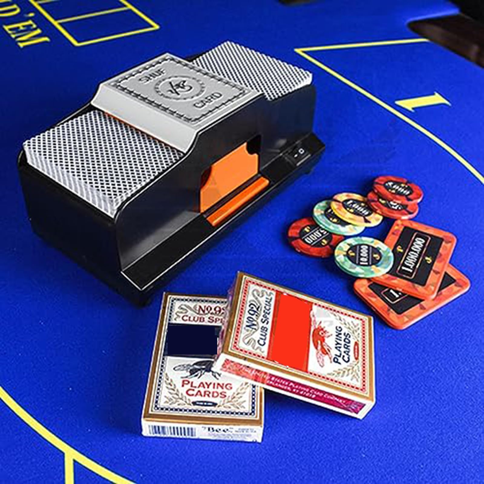 Elektrischer Kartenmischer, automatischer Dual-Power-Modus für 1-2 Decks, ideal für Poker, Blackjack, Texas Hold'em