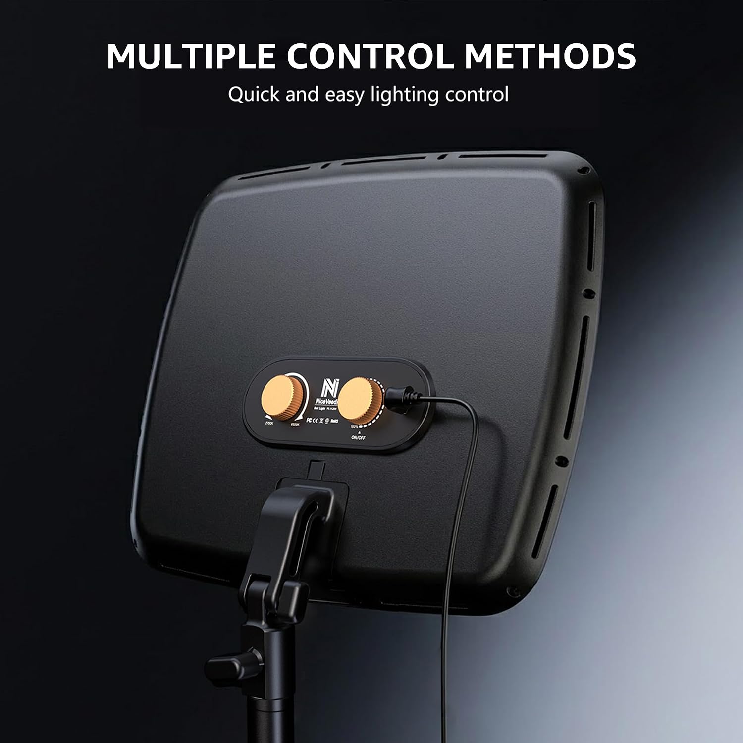 NiceVeedi 14" Soft Streaming Light, Dimmable Desk Ring Light with Clamp, 2700K-6500K/CRI97+/Flexible Arm/Modular Design/Remote, Key Light for Podcast/Home Office/YouTube/TikTok/Makeup/Video Calls