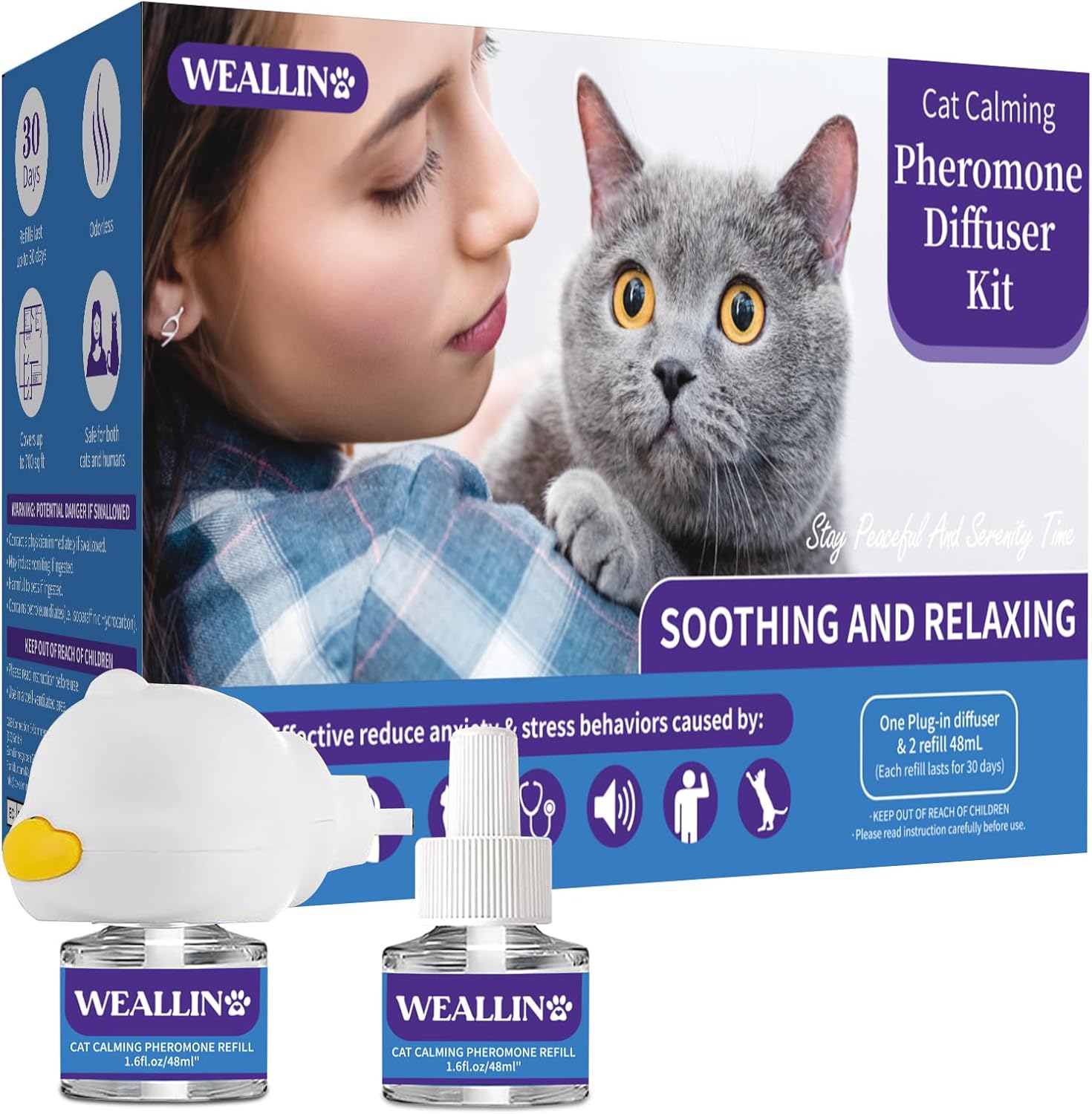 WEALLIN Cat Calming Diffuser Kit Cat Pheromones Calming Diffuser
