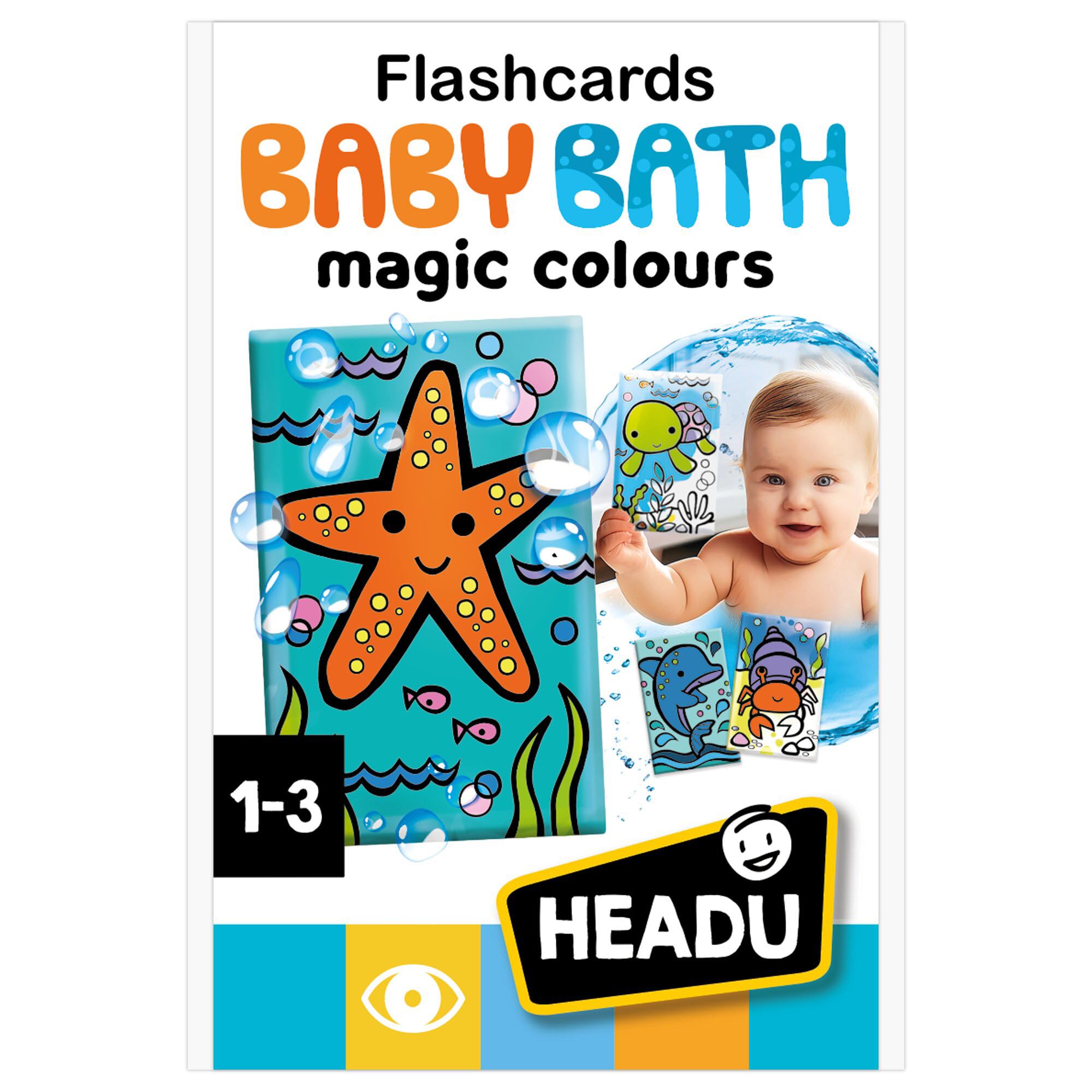 HEADU - Flashcards Baby Bath - Odkryj magię kolorów wodą | Magiczne karty do kąpieli, gry edukacyjne dla dzieci w wieku 1-3 lat, karty zwierząt, doświadczenie zmysłowe, prezent na Boże Narodzenie