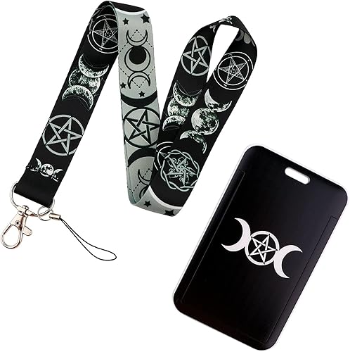 Miniatura 5 de Cinta negra con llavero para mujeres y hombres, diseño de triple luna con el signo de la diosa con el signo de diosa material suave de alta calidad