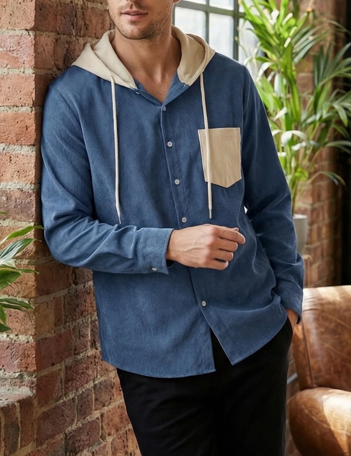 ZAFUL Men's Shacket Aztec Print Shirt Jacket Flannel Button Up Turndown Collar Overshirt Chest Pocket Button Flap Thick Shirt - Image 7