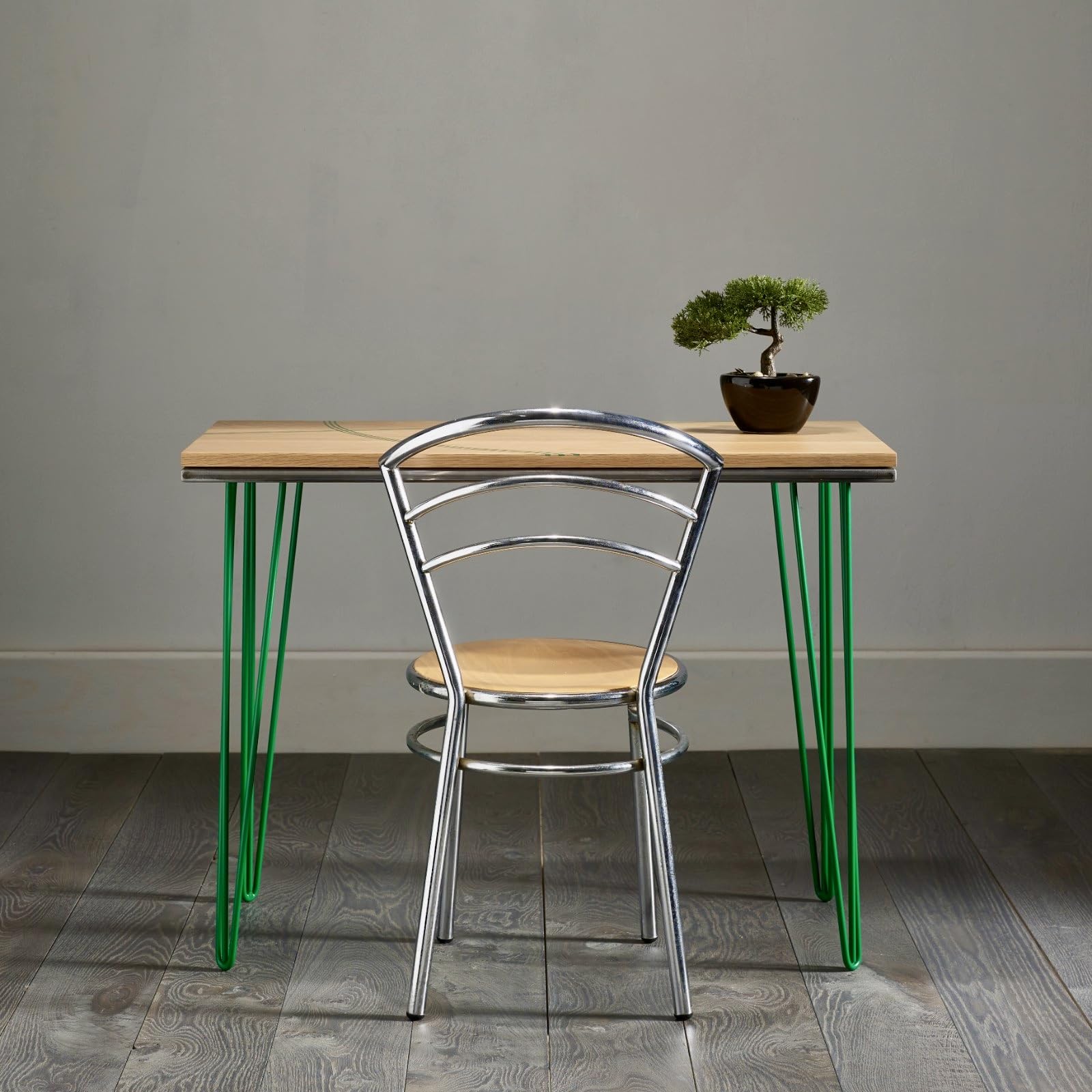 Bureau en chêne et époxy verte de 140cm pour un télétravail inspirant
