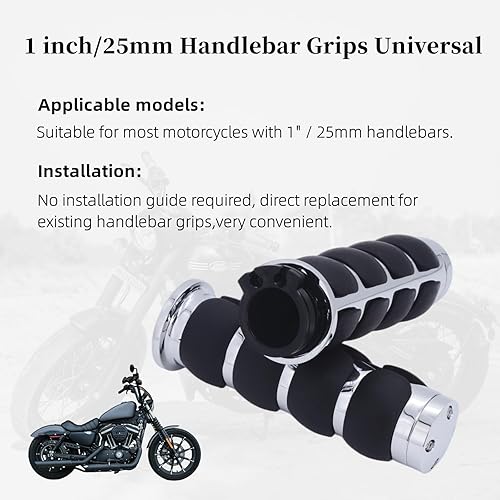 Miniatura 5 de Empuñaduras de mano para motocicleta de 1 pulgada y 0.984 in, antideslizantes, universales, para Harley Davidson Street Glide Sportster 883 Road