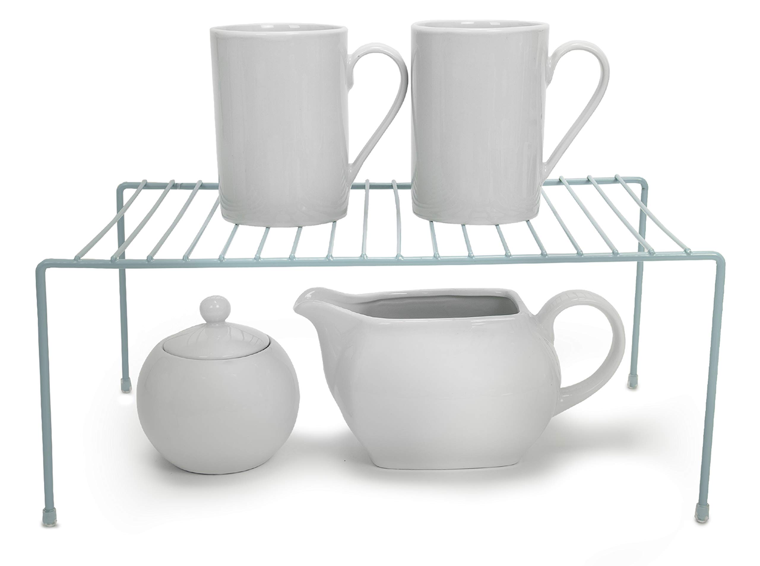 Smart Design Classic Storage Shelf – Medium (8.5 x 13.25 in.), Light Blue – Steel Pantry Organizer with Rust-Resistant Finish and Non-Slip Feet for Easy Home Organization and Storage