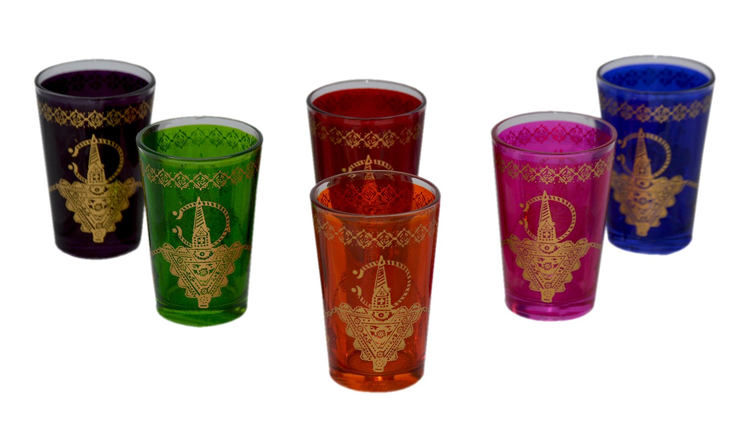 Tea Serving & Glasses Moroccan Set of 6 Tea Glasses Exquisite and Royal Berber Colorful