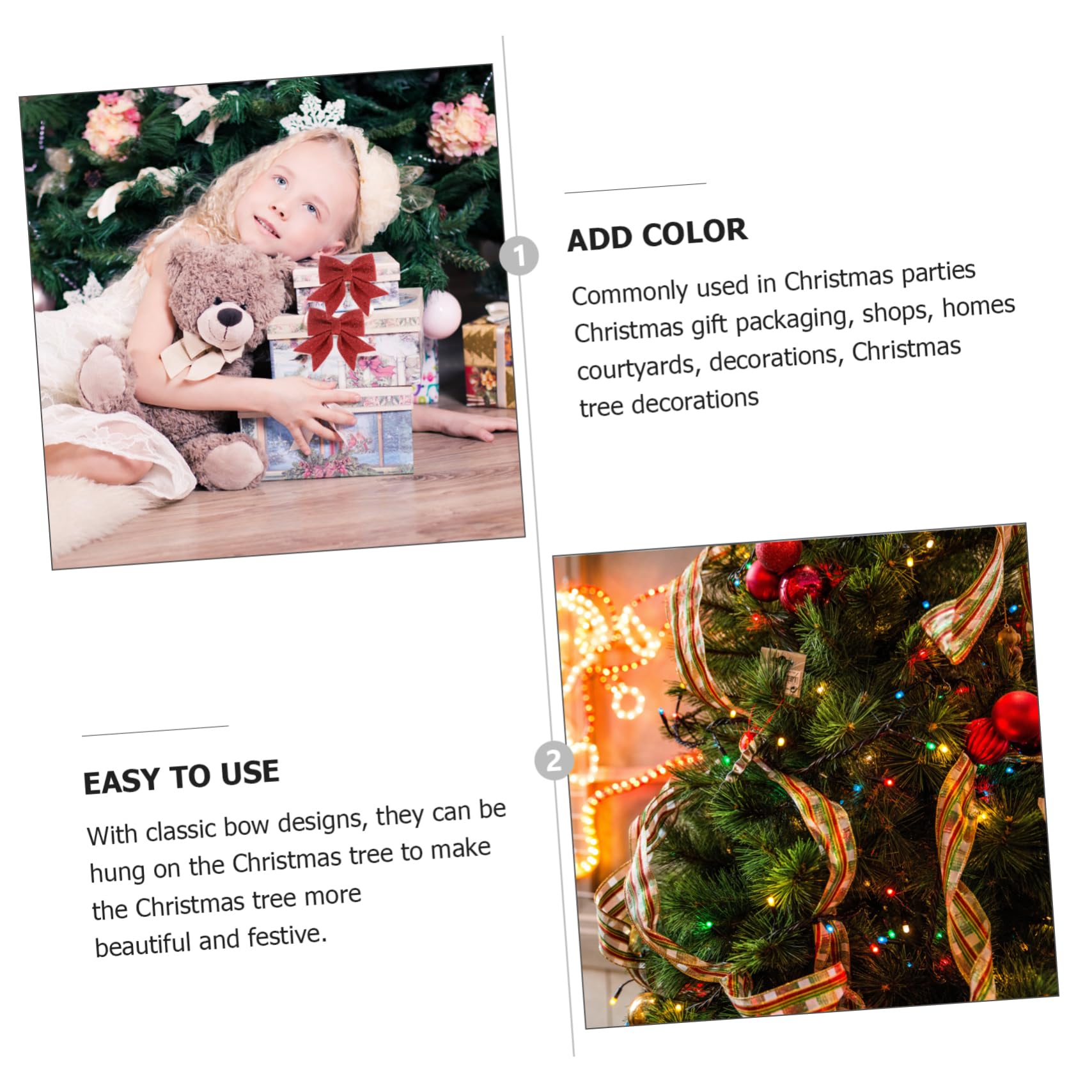 Cabilock 4piezas Lazos Decorativos DIY para Árbol de Navidad Adornos Colgantes Polvo Lazos Navideños para Decoración de Obsequio para Escaparate