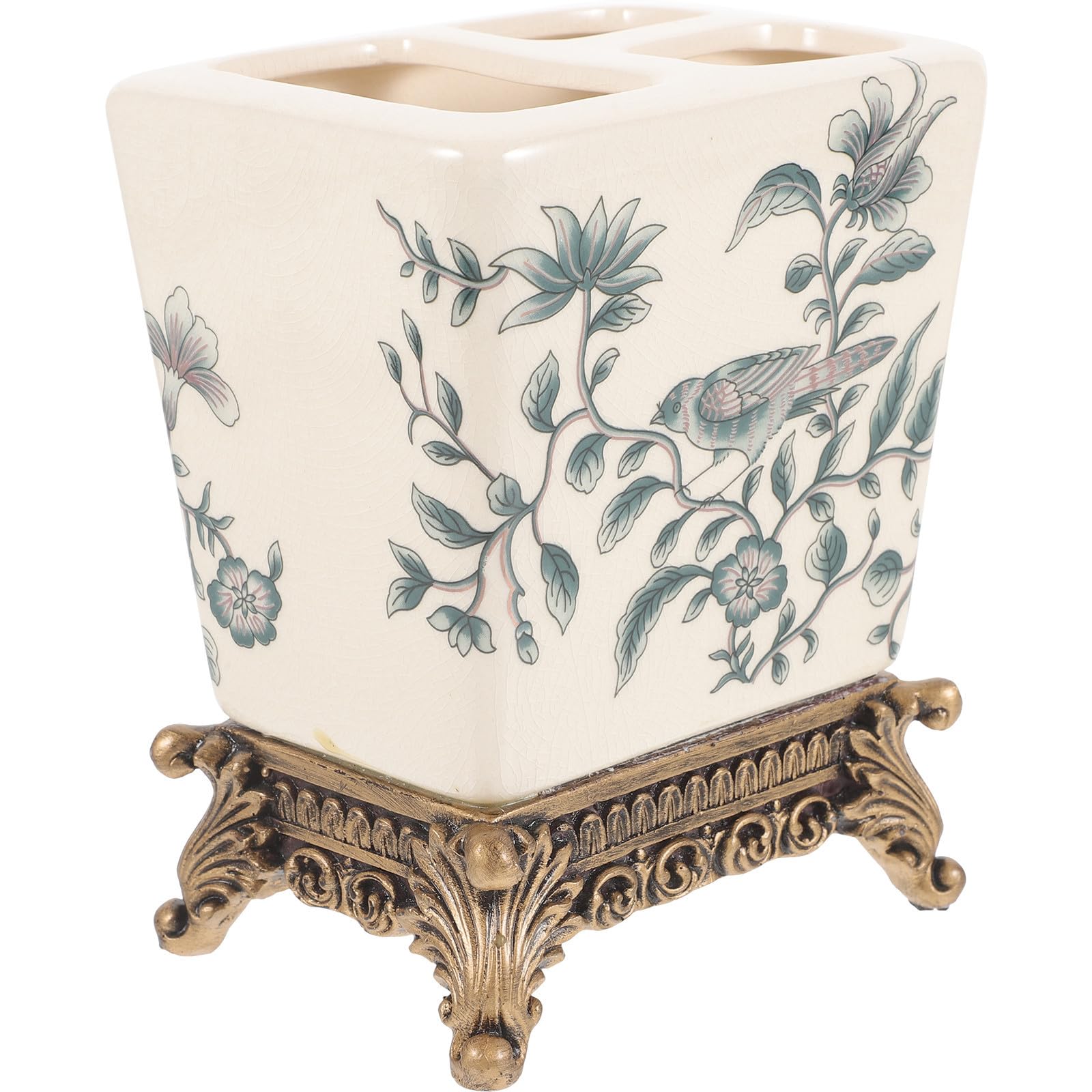 Portaspazzolino in ceramica design vintage multifunzionale per bagno e cucina, per coppie e famiglie, contenitore per dentifricio