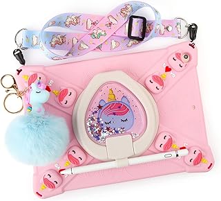 [Super Cute with Bling Quicksand] Kids Lovely Case for Galaxy Tab A 8.0 T290 T295 T297, Shockproof Case Cover for Galaxy 8.0” Tab A 2019 Model SM-T290 SM-T295 (LTE), 360° Rotating Stand - Pink