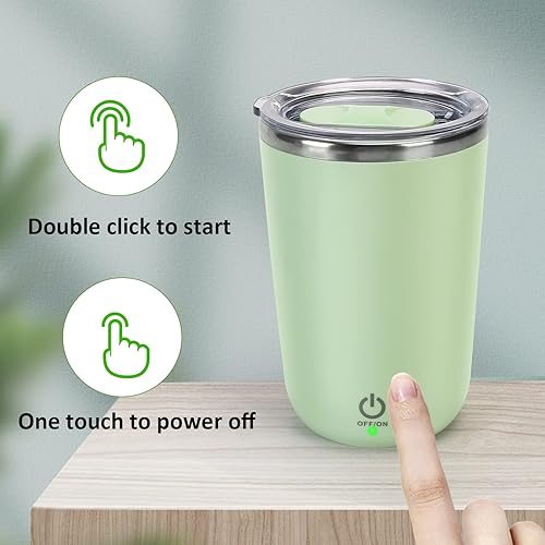 Miniatura 4 de Taza de café autoagitable  Taza de mezcla automática de acero inoxidable recargable con tapa, 11.8 fl oz12 oz taza agitadora para revolver café,
