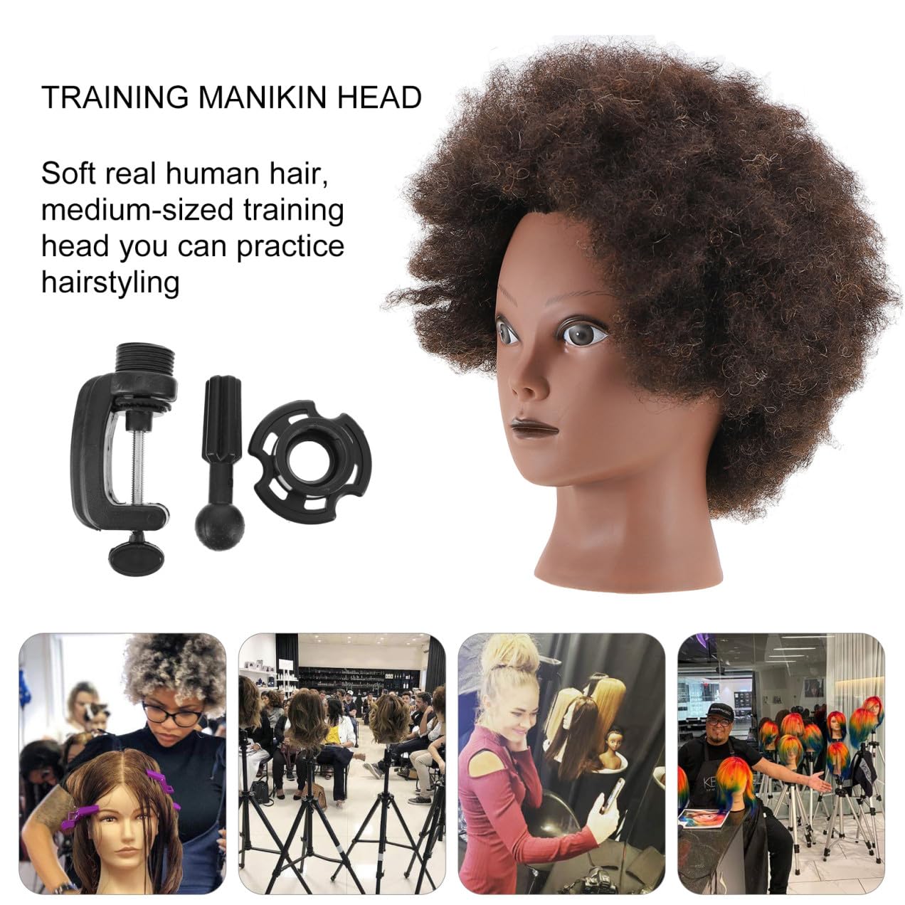 Afro Friseur Übungskopf Mannequinkopf Schwarz, Haar Trainingskopf