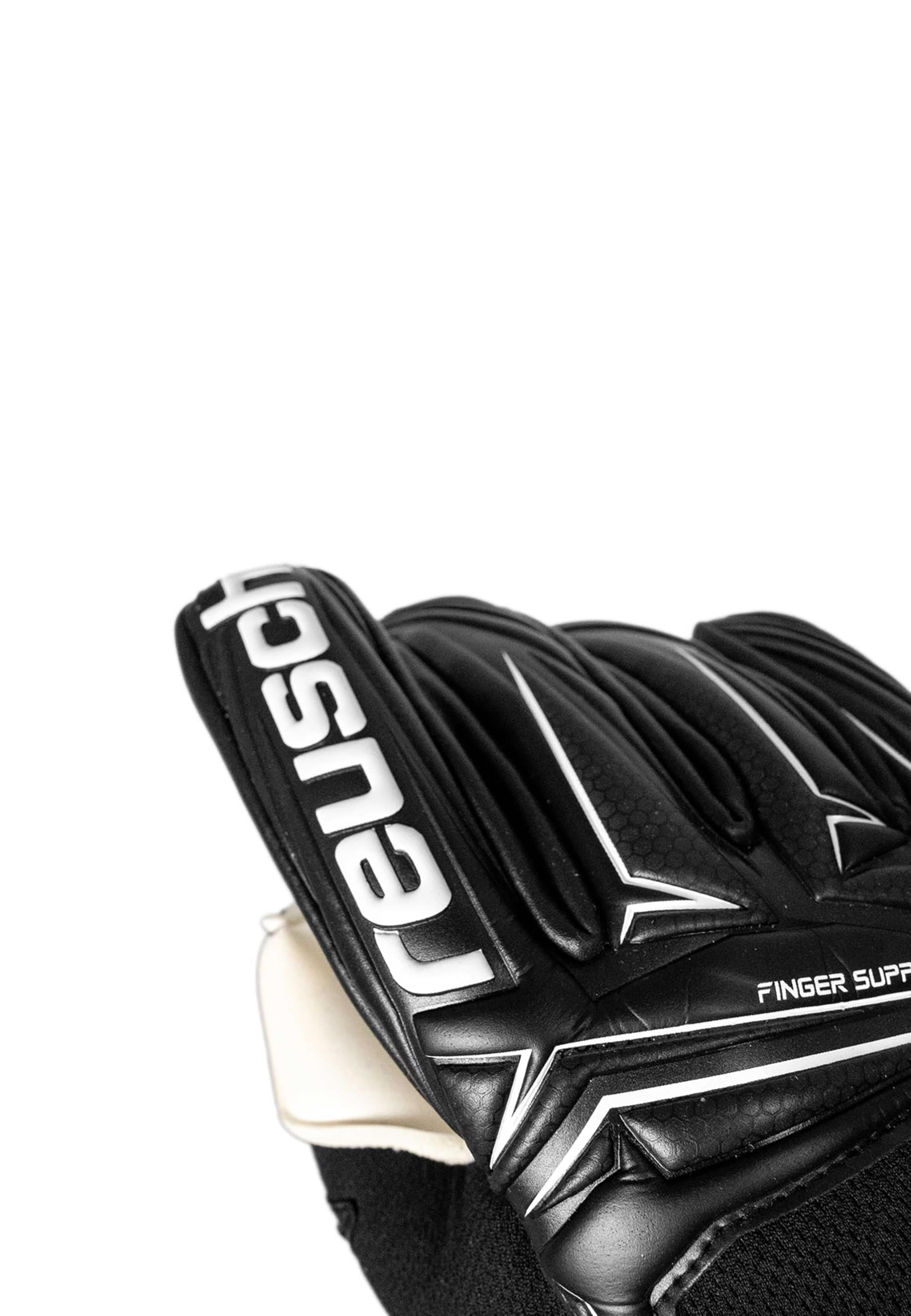 Reusch Guanti da portiere professionale adulti | Protezione delle dita | ottima presa, traspiranti, allenamenti e partite, erba sintetica e naturale, Taglie 7,5-12, Attrakt Gold X NC Finger Support