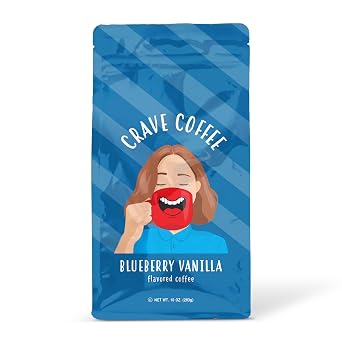 Crave Beverage Medium Roast Blueberry Vanilla Flavored Ground Coffee, 10 Oz 100% Arabica Beans, Kosher Certified, 1 Bag