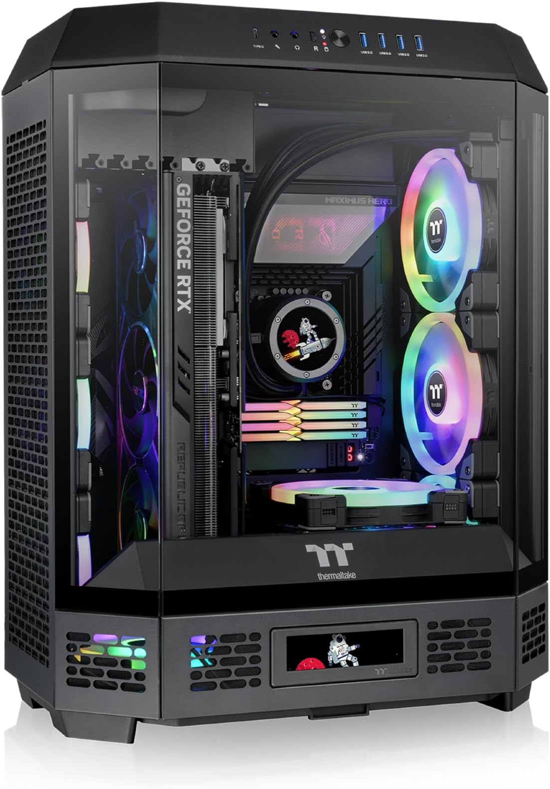 Tower 600 Black Mid-Tower ATX Case; 3 Tempered Glass Panels; Hidden-Connector Motherboard Support; Rotational PCI-e Slots; CA-1Z1-00M1WN-00; 3 Year Warranty