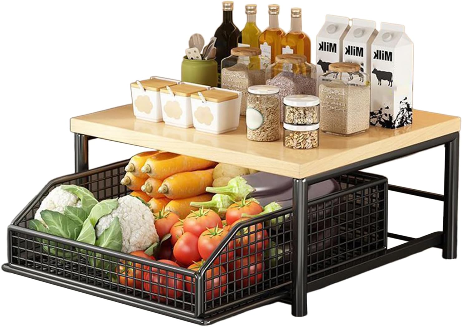 2-Tier Storage Rack, Vertical Organizer Shelf, Standing Kitchen Shelf with Sturdy Build, Multi Purpose Storage Unit, Rack Organizer with Sleek Style, Home Accessories for Laundry and Apartment