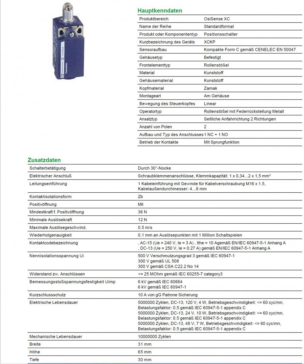 Schneider Electric XCKP2102P16