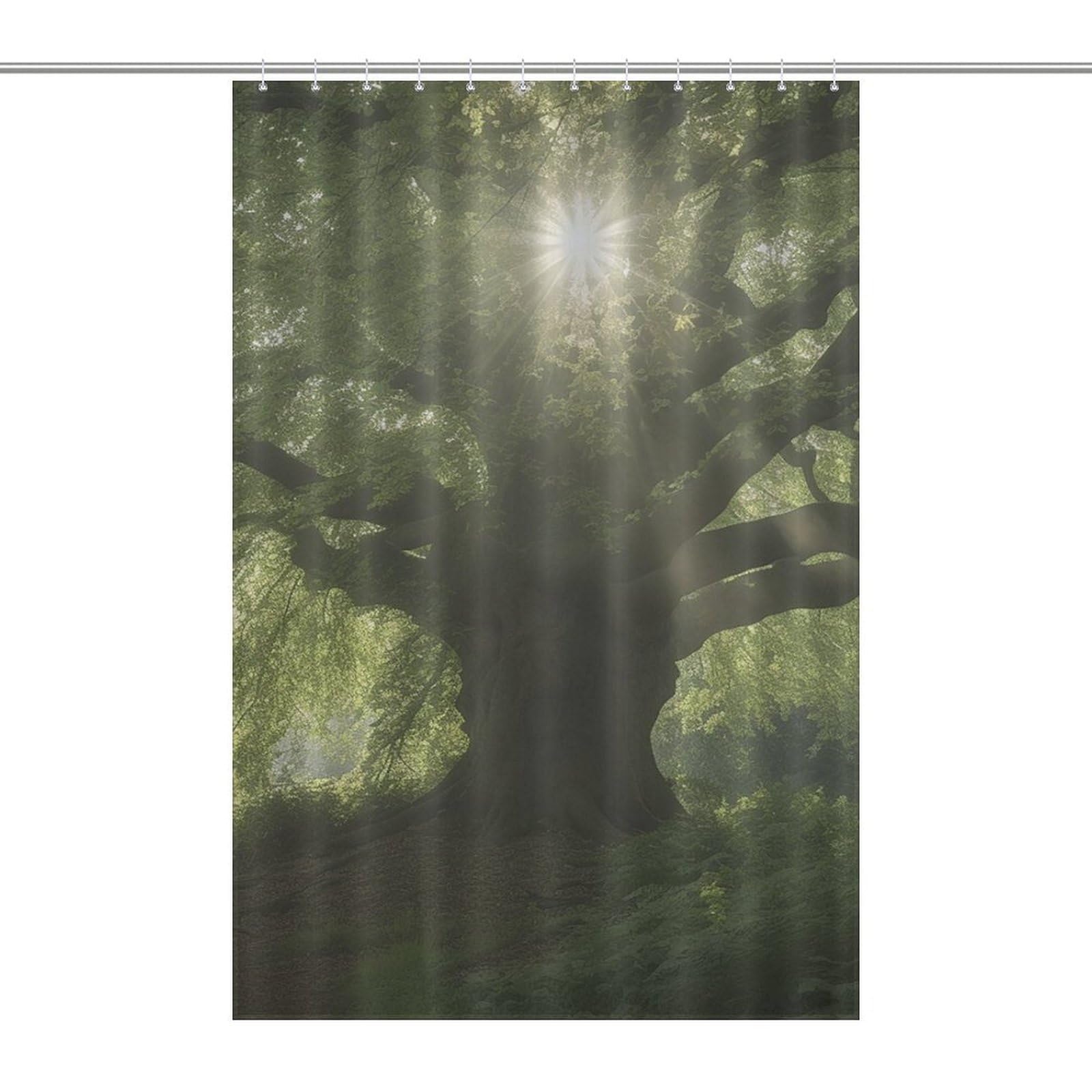 Rideau de douche arbres 122x183 cm en tissu imperméable lavable avec 12 crochets