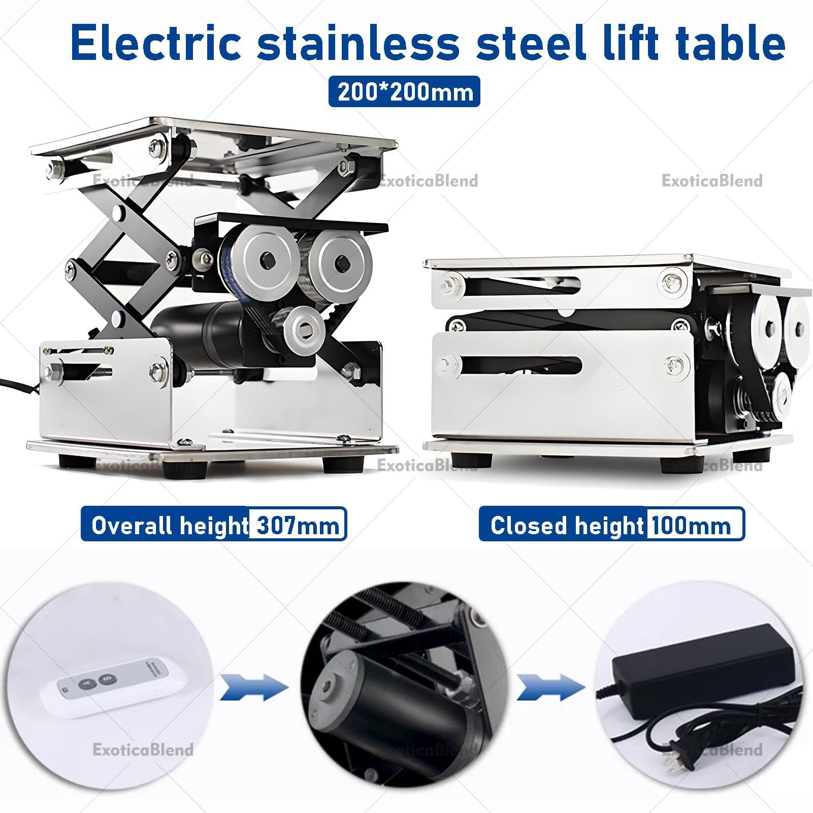 Plataforma Elevadora Eléctrica de Laboratorio, Plataforma Pequeña de Acero Inoxidable, con Control Remoto, Capacidad de Carga de 10 kg, para Laboratorios Escolares 20 * 20cm