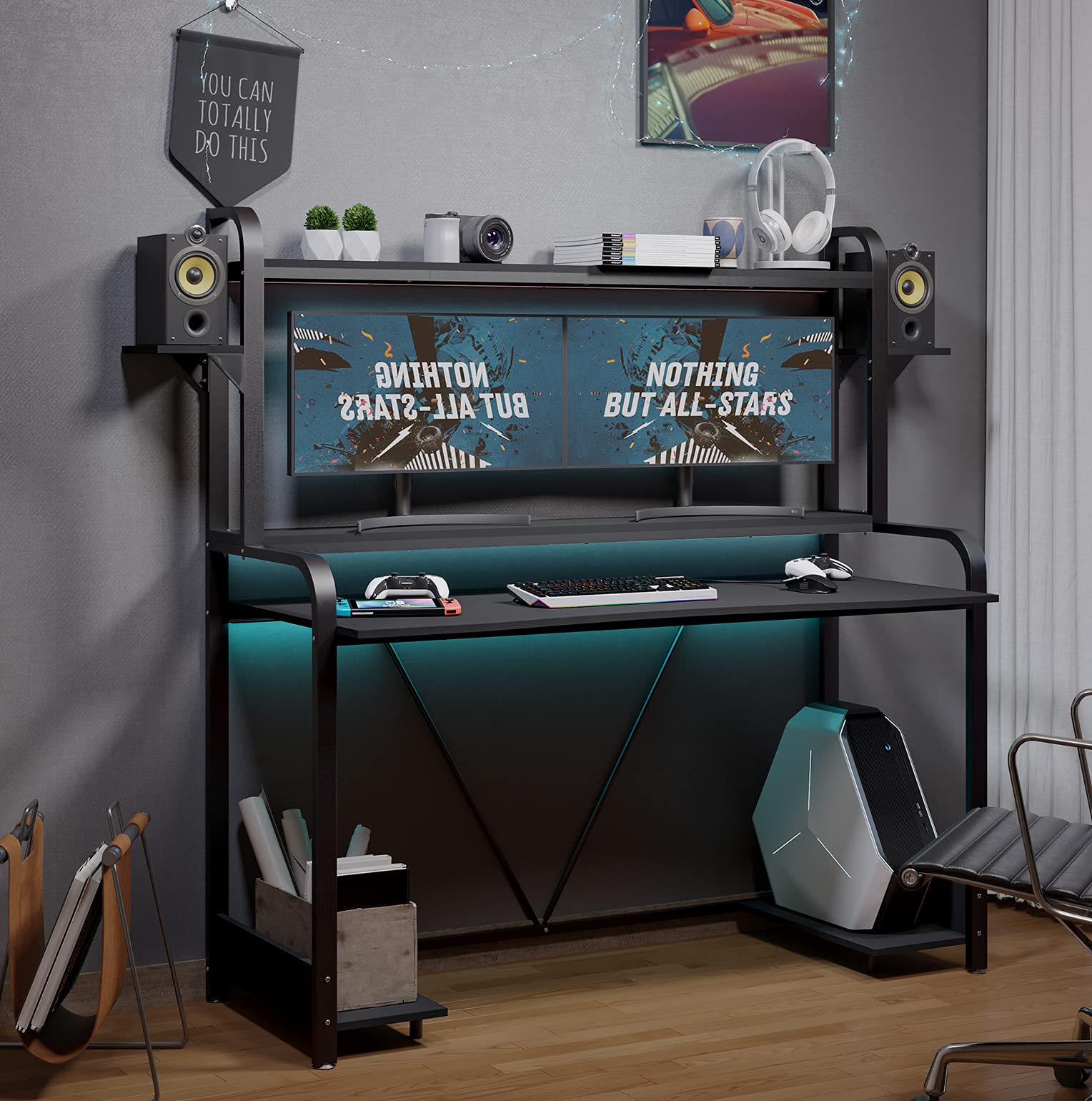 Buy Sedeta Gaming Desk with Shelves and Hutch, 55'' Computer Desk with