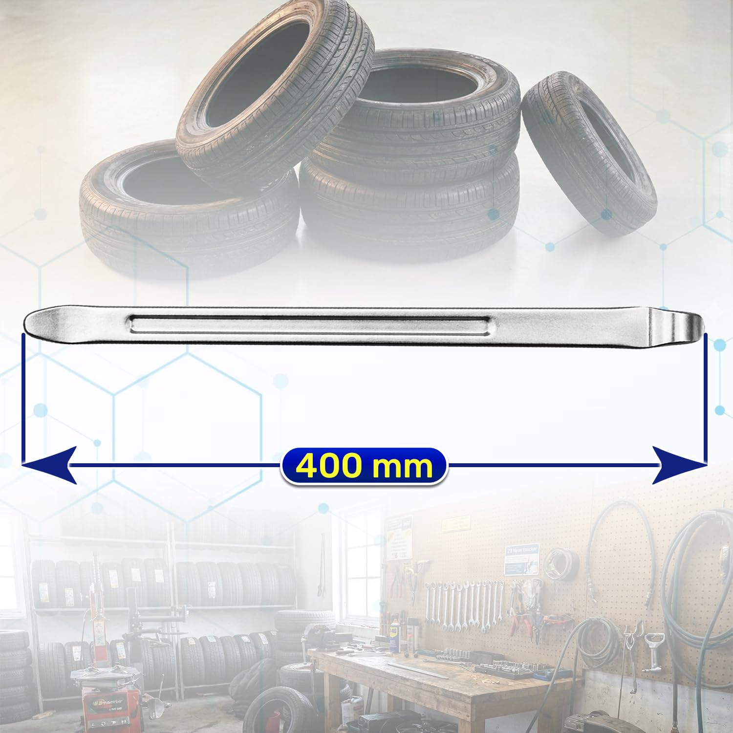 Leve Smontagomme 400 mm Acciaio Cromo-Vanadio Rivestimento Cromato MONTERAL 2 Pezzi