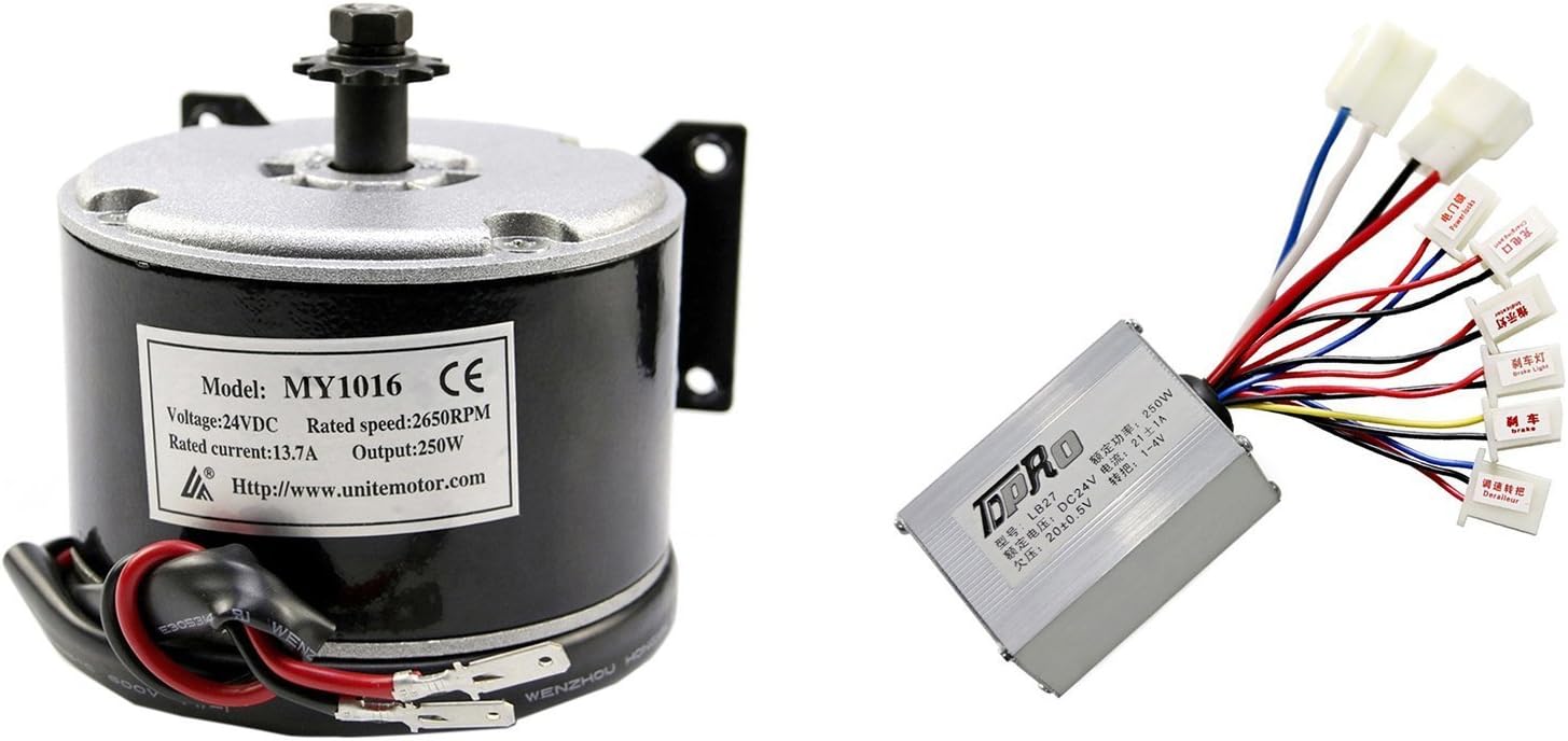 ZXTDR 24V 250W Brushed Speed Motor and Controller Set for